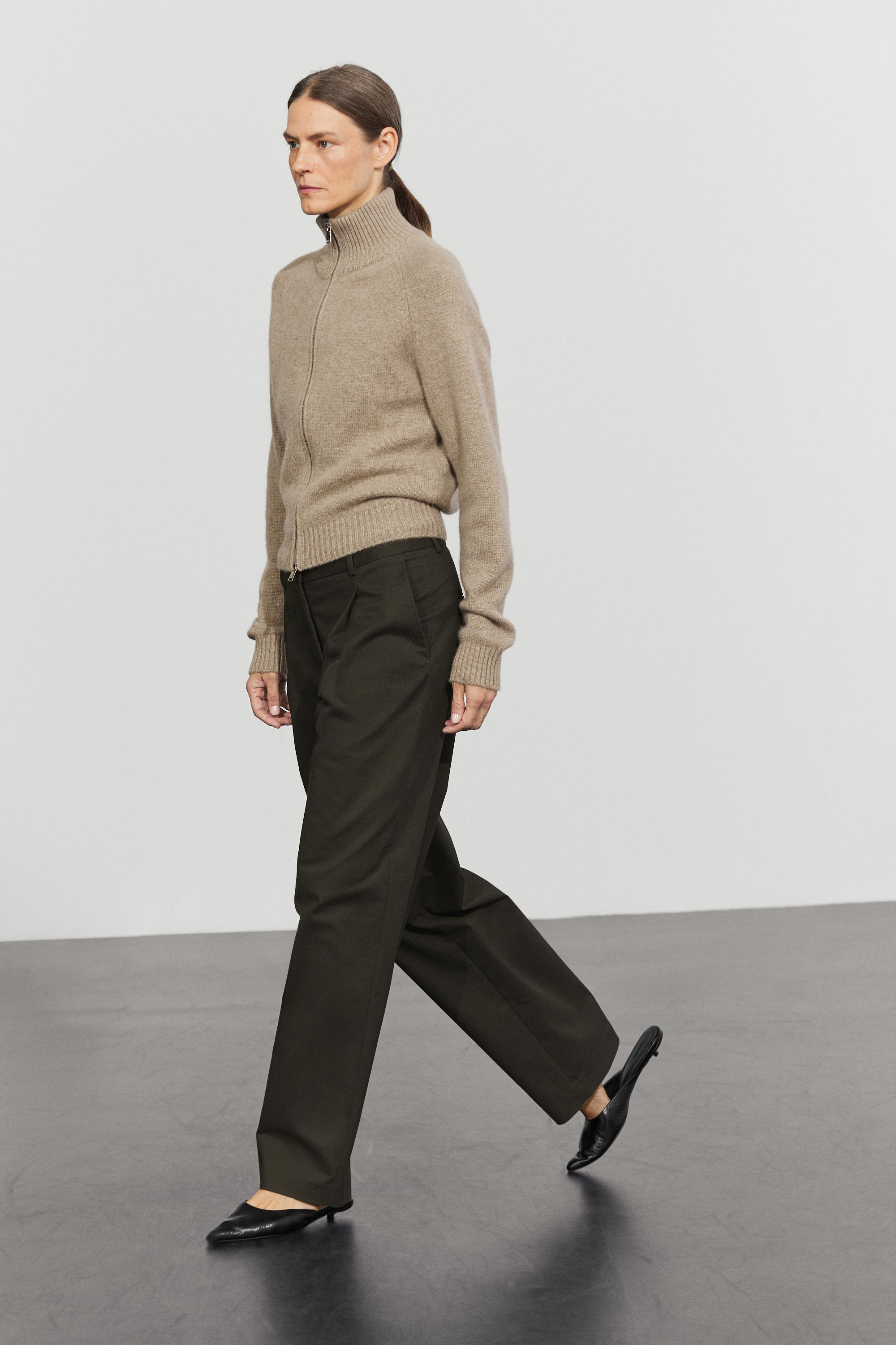 100% cashmere zip knit cardigan - TAUPE GREY