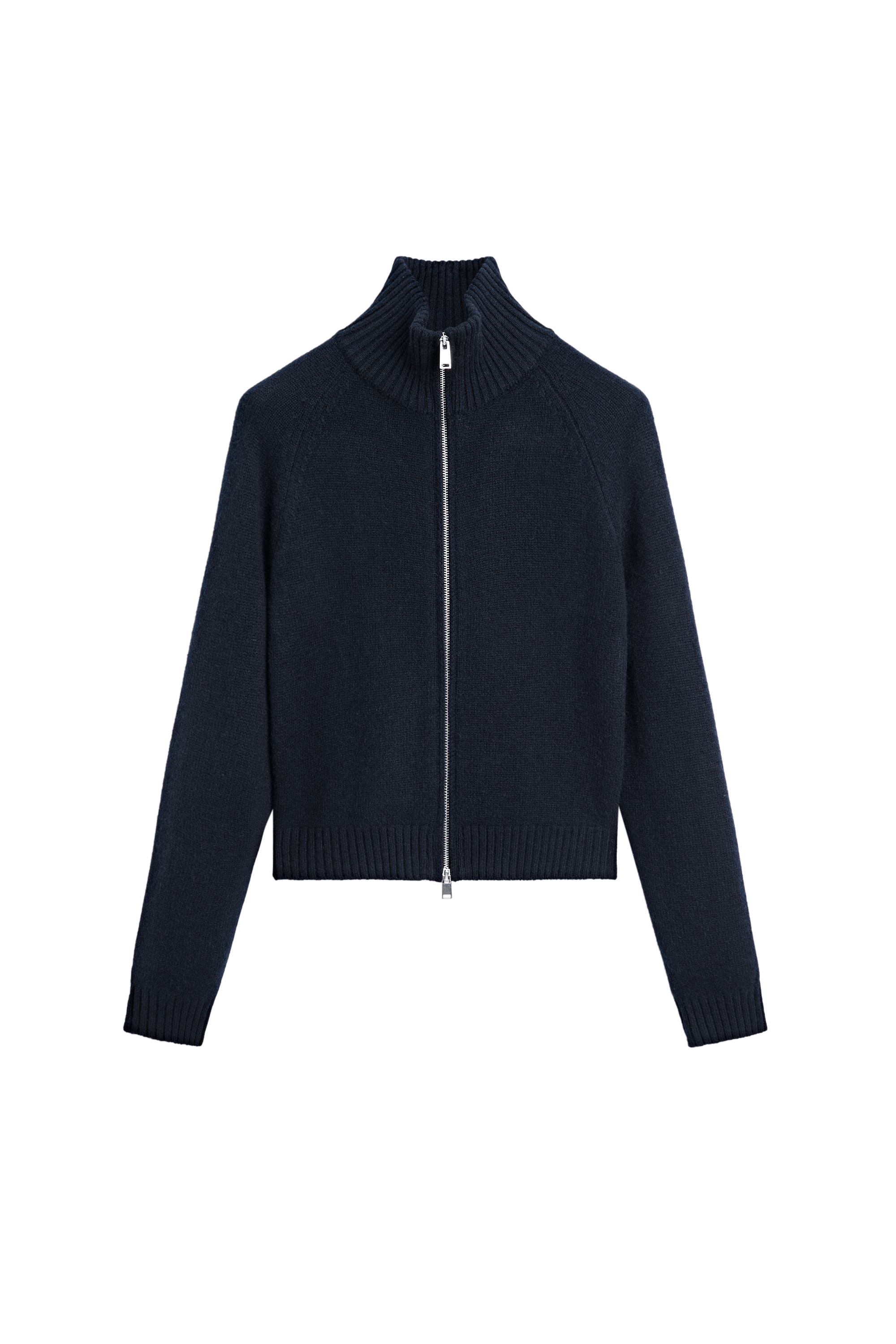 100% cashmere zip knit cardigan - NAVY BLUE