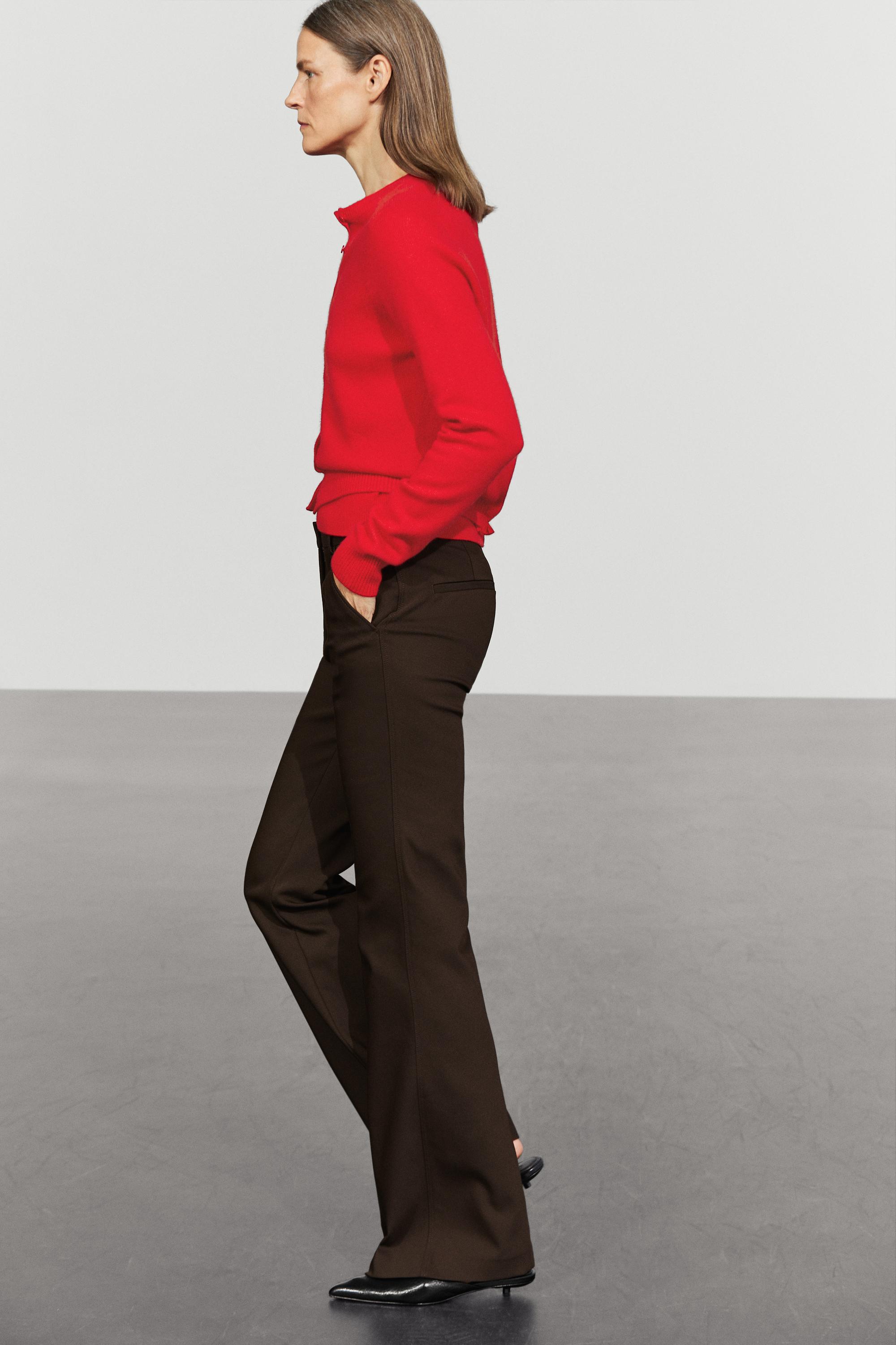 100% cashmere cropped knit cardigan - RED