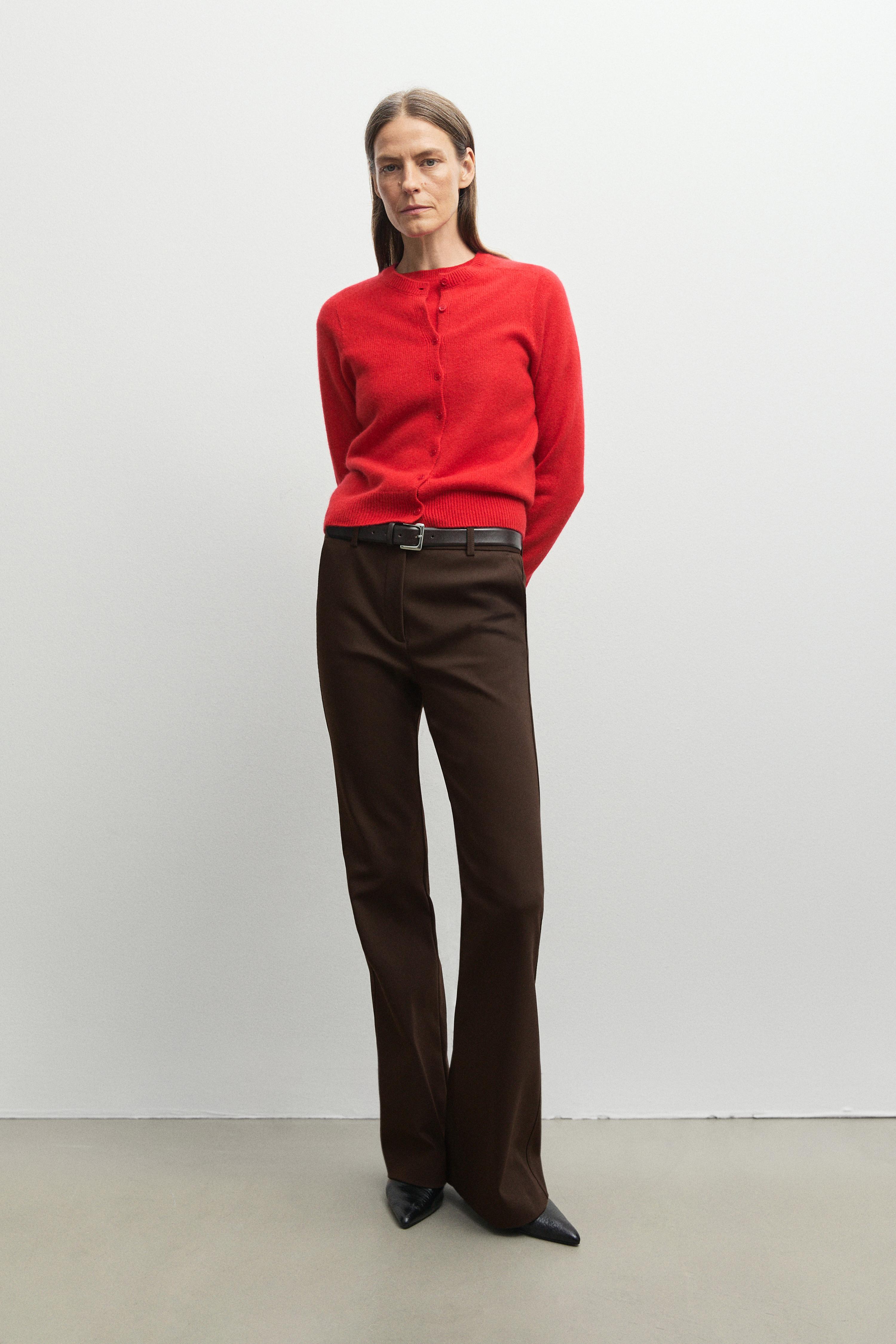 100% cashmere cropped knit cardigan - RED