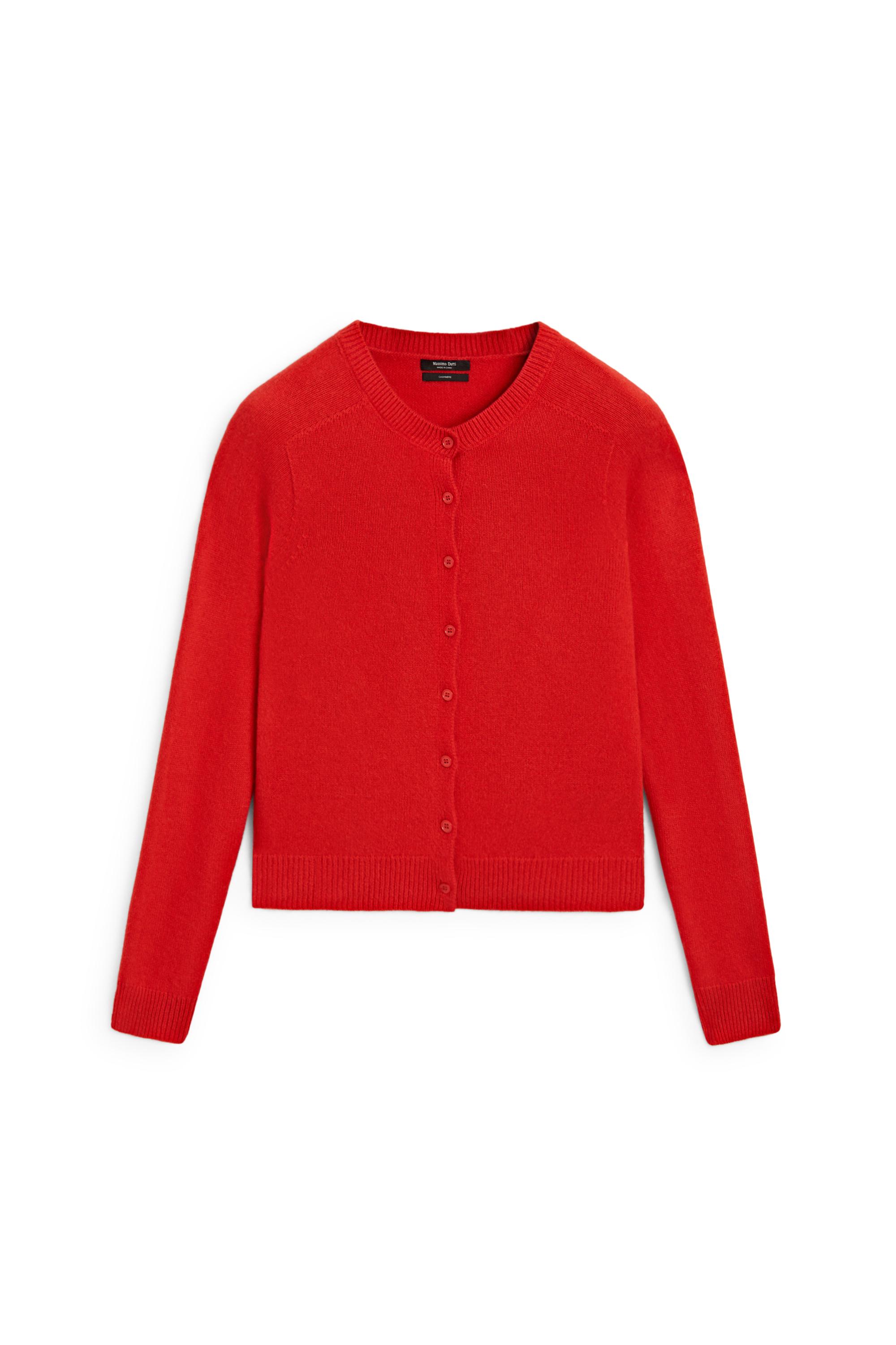 100% cashmere cropped knit cardigan - RED