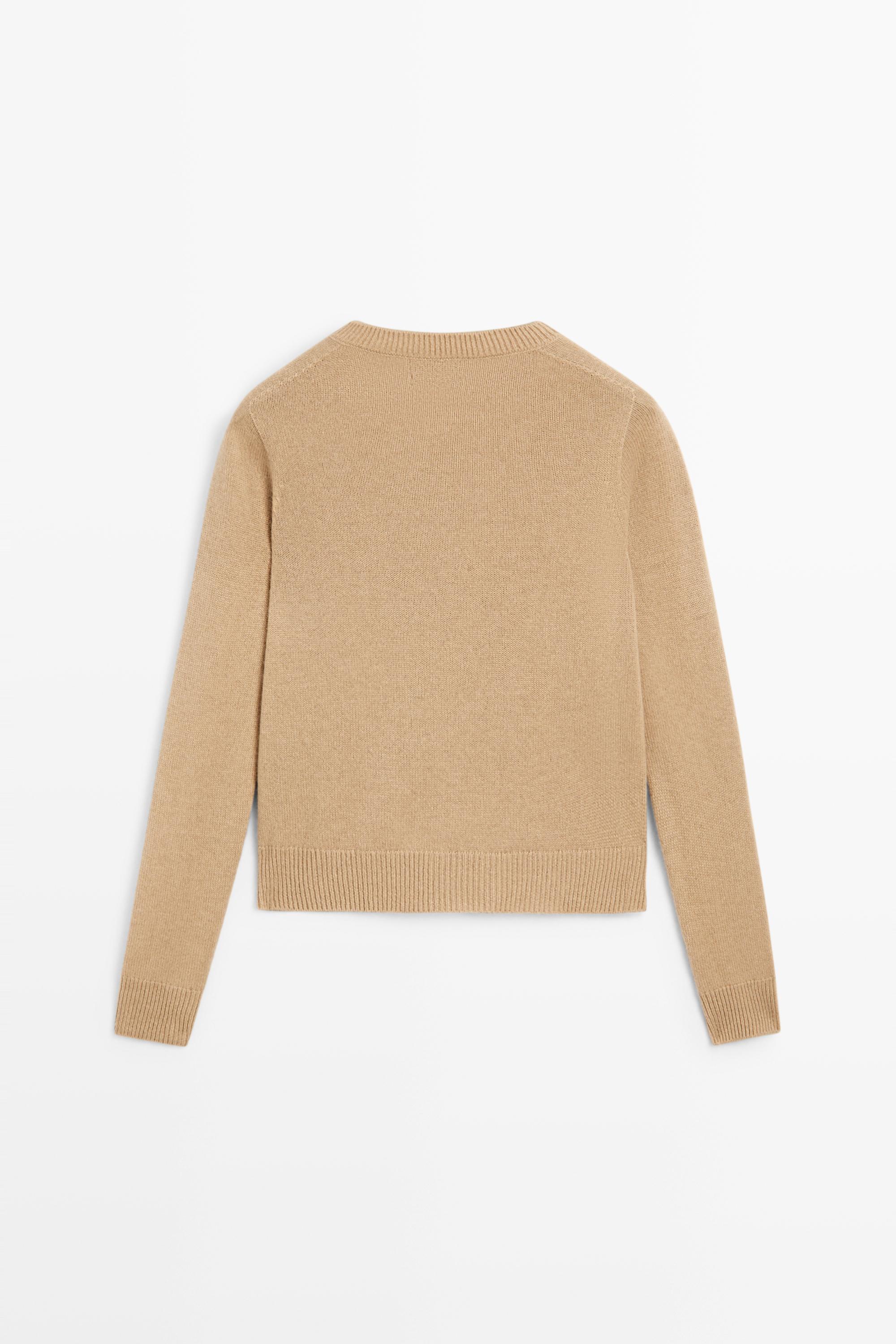 100% cashmere cropped knit cardigan - CAMEL