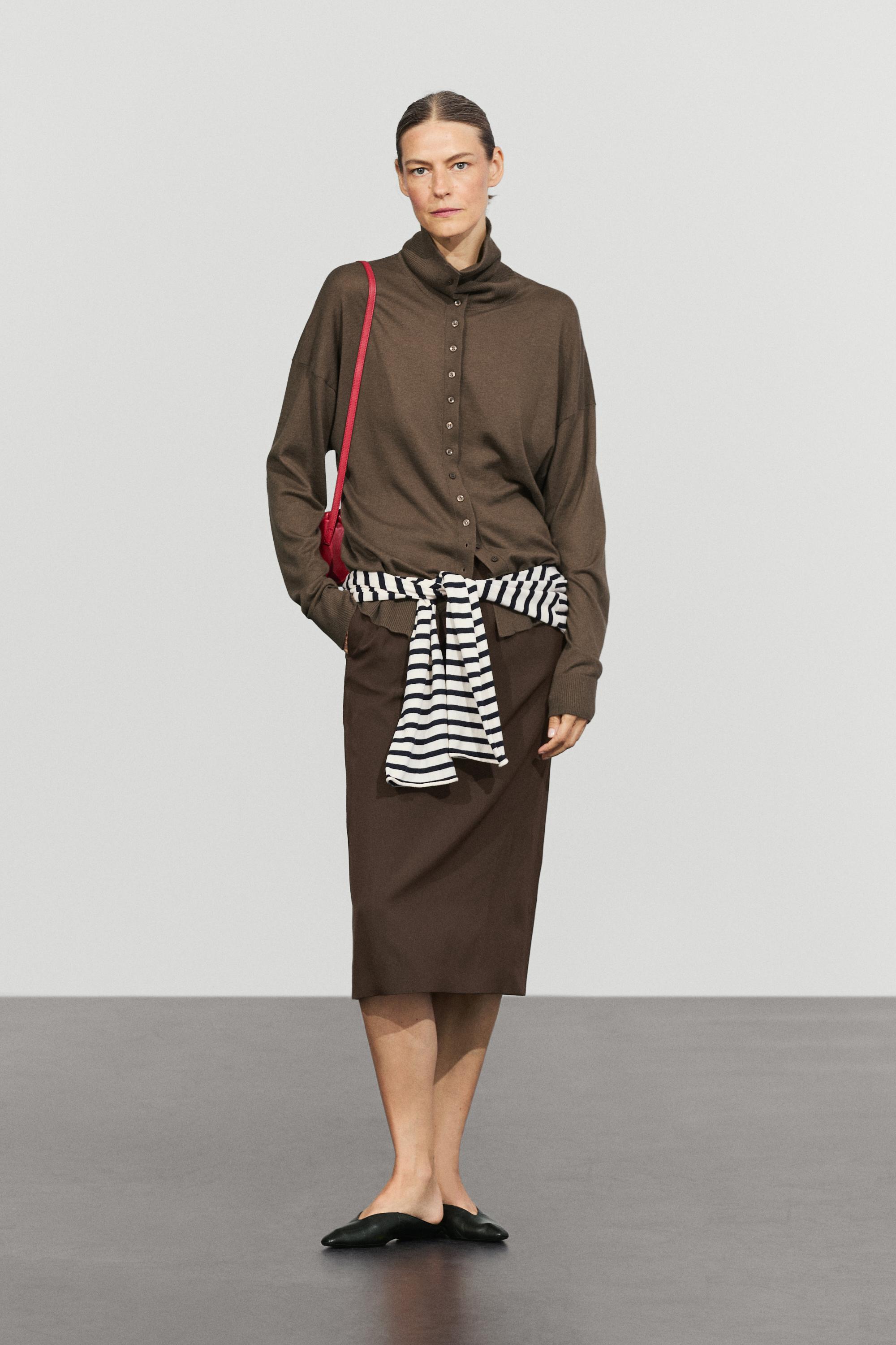 Turtleneck cardigan with button detail - KHAKI