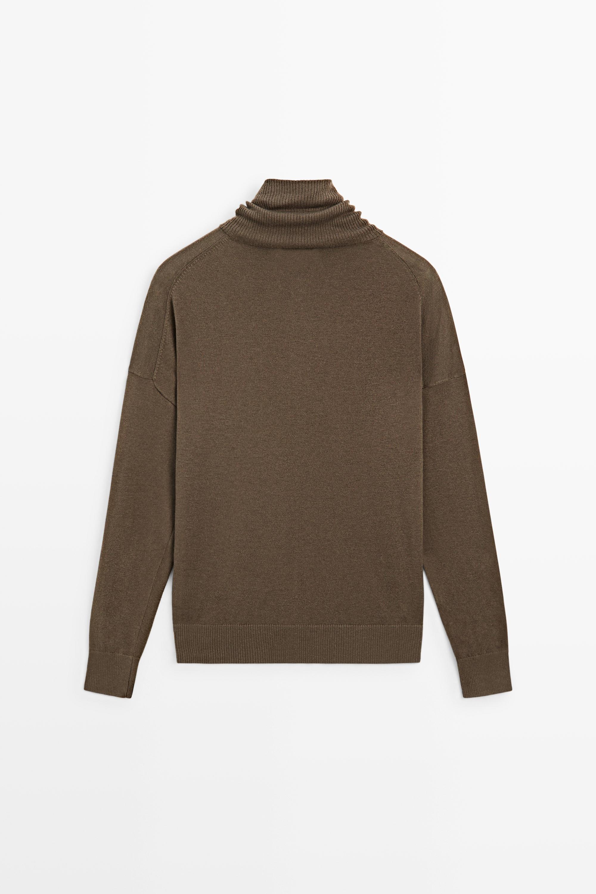 Turtleneck cardigan with button detail - KHAKI