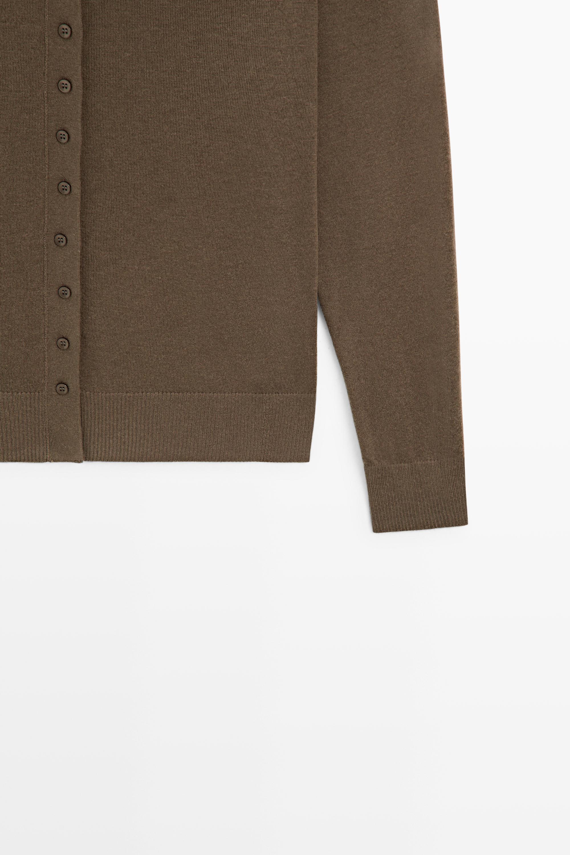 Turtleneck cardigan with button detail - KHAKI