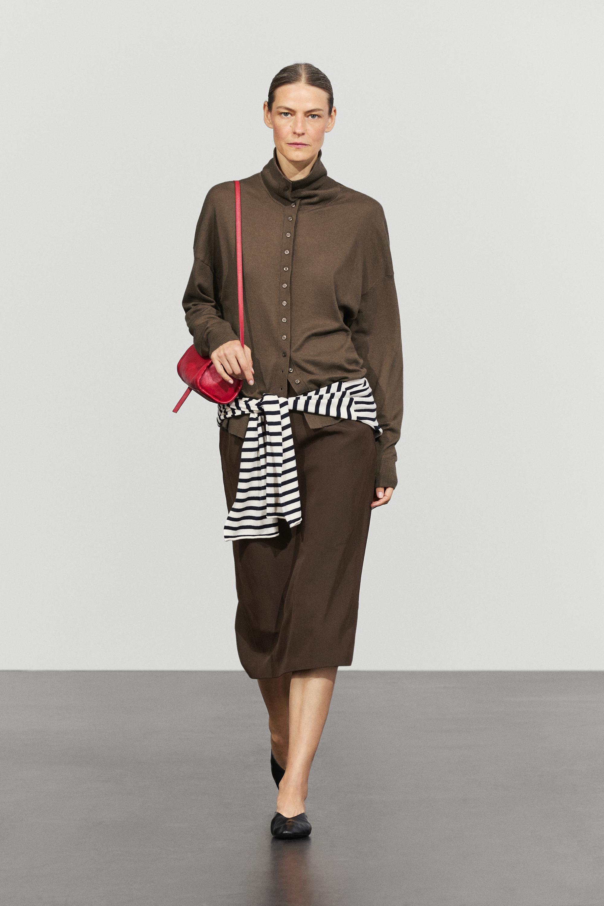 Turtleneck cardigan with button detail - KHAKI