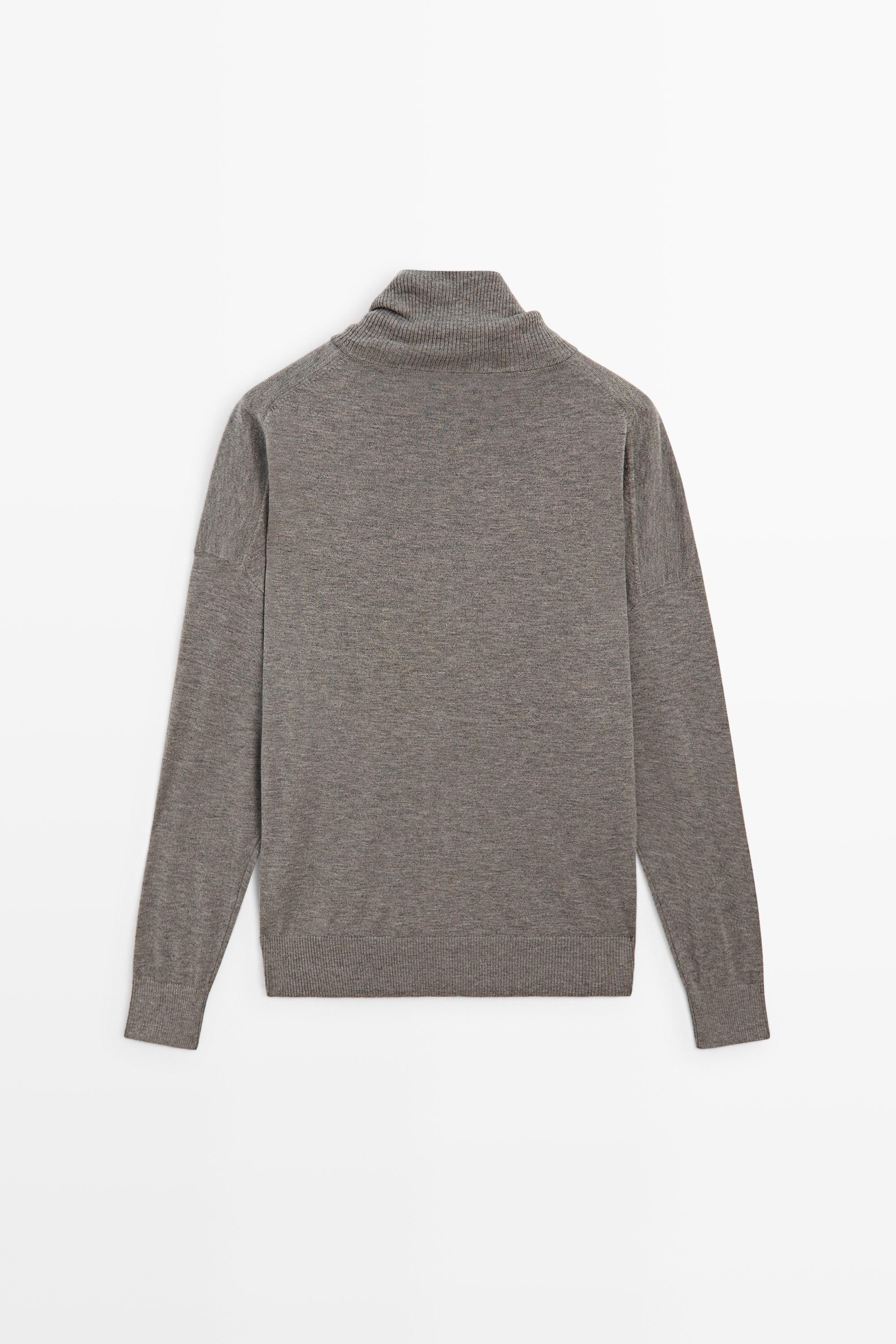 Turtleneck cardigan with button detail - GREY