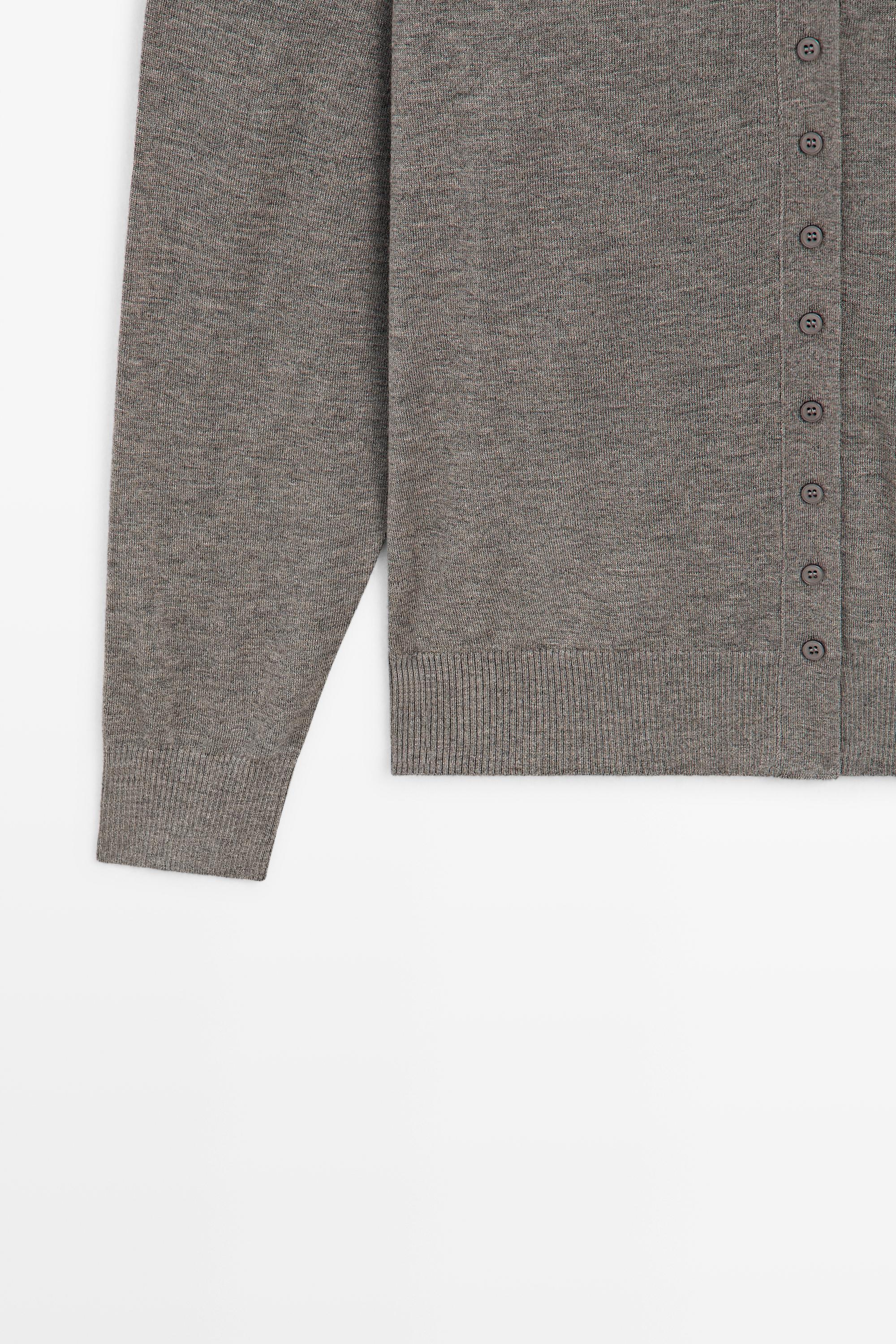 Turtleneck cardigan with button detail - GREY
