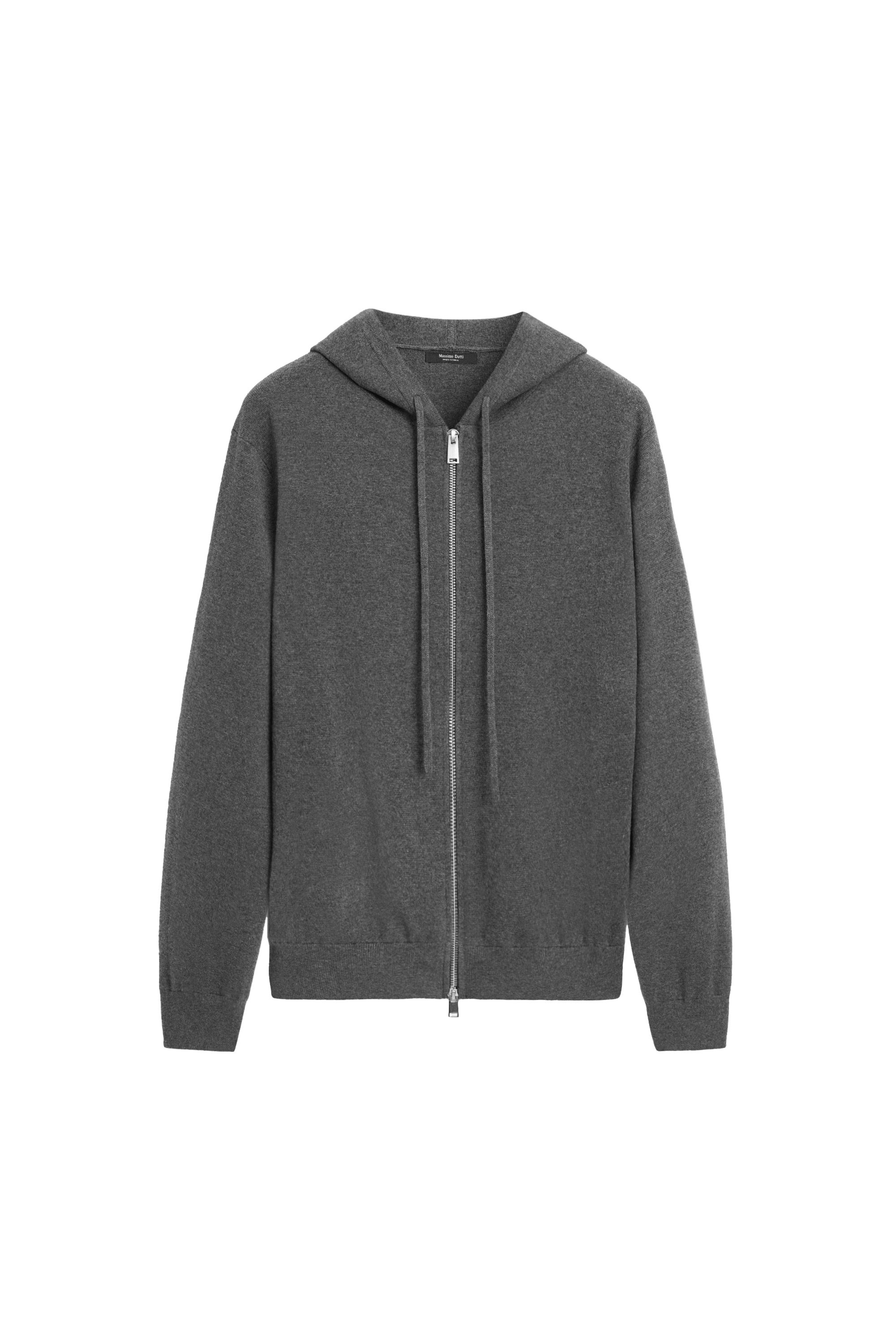 Cotton blend knit hooded cardigan - GREY