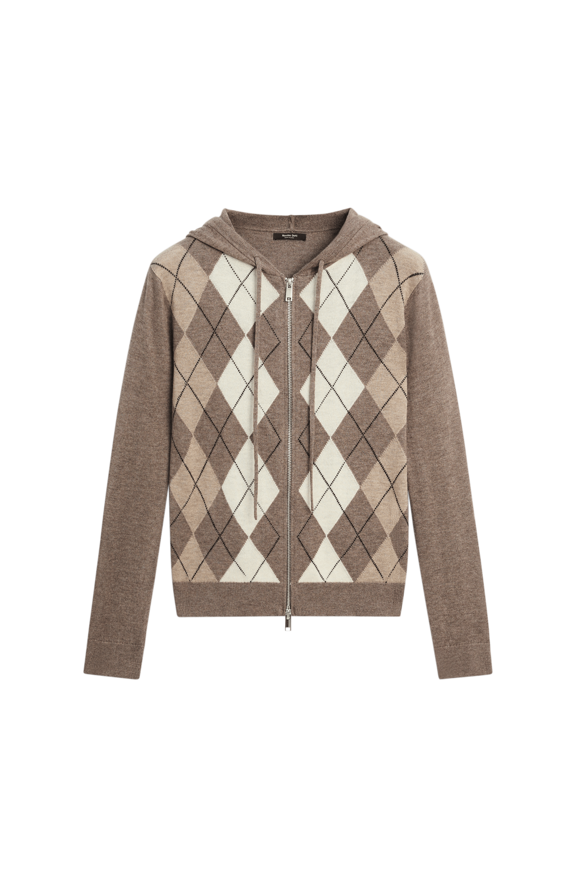 Hooded zip-up knit cardigan - TAUPE GREY