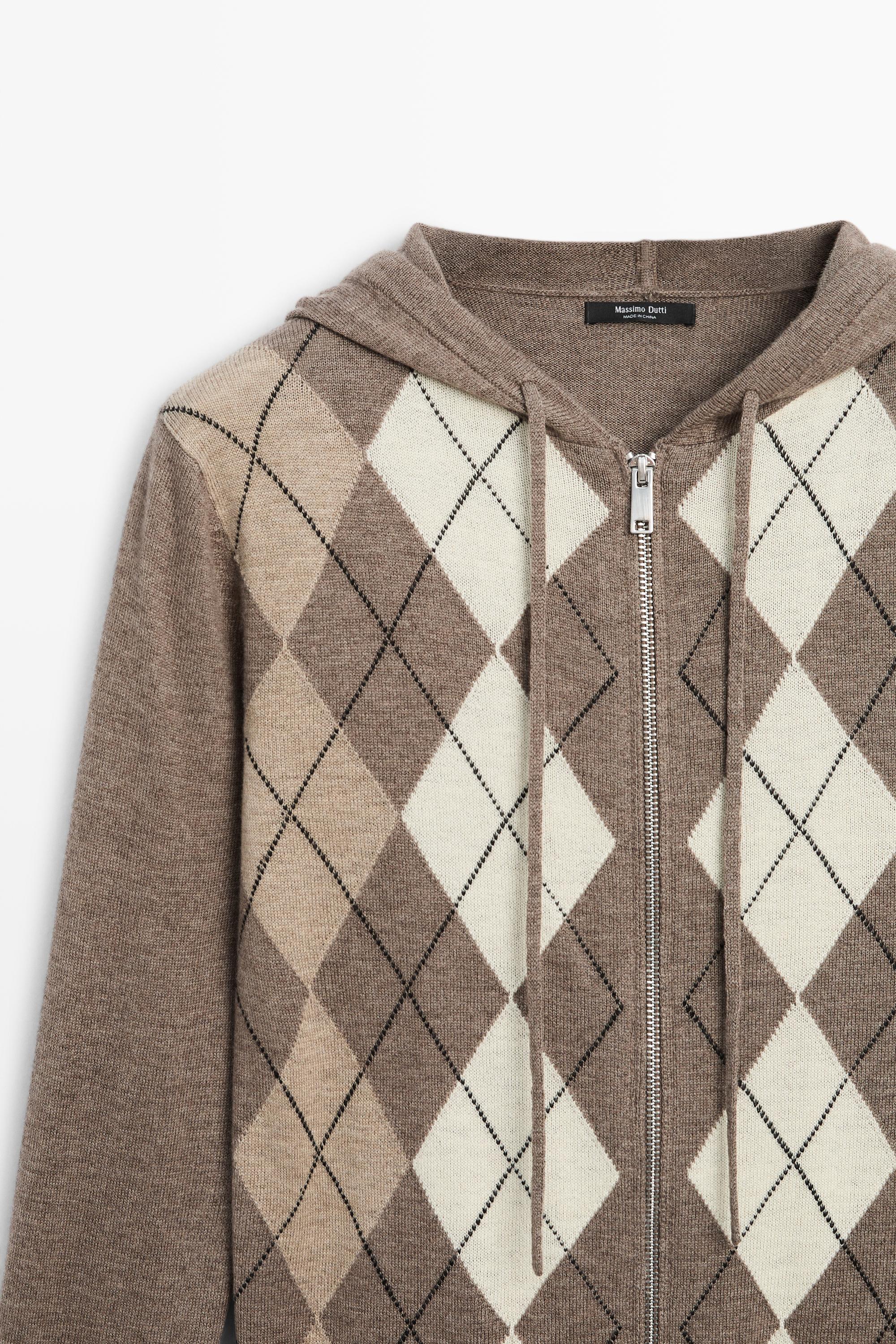 Hooded zip-up knit cardigan - TAUPE GREY