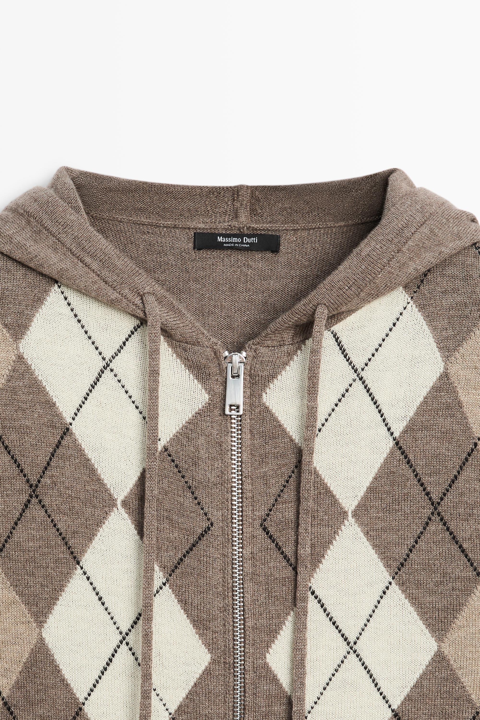 Hooded zip-up knit cardigan - TAUPE GREY