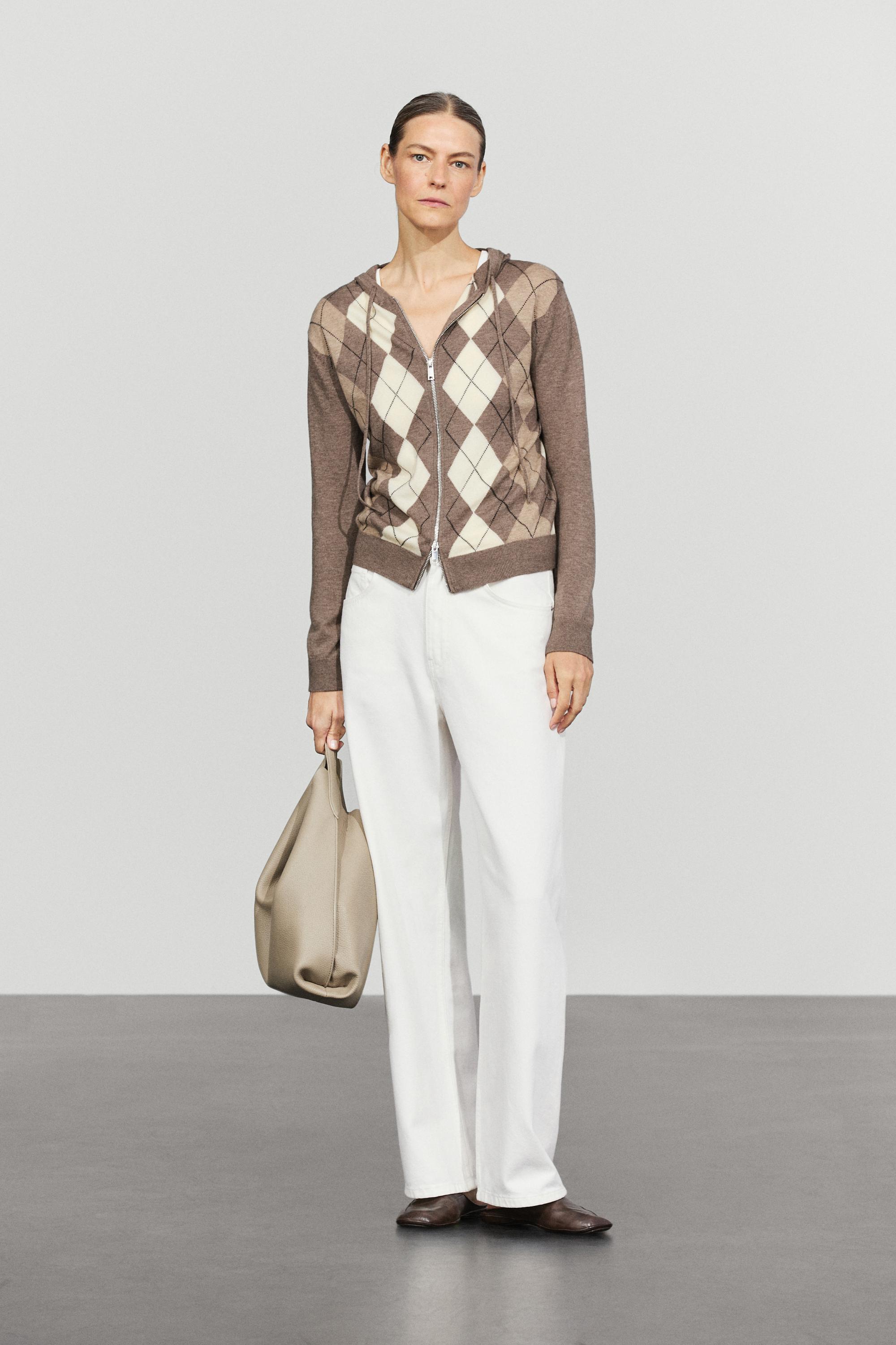 Hooded zip-up knit cardigan - TAUPE GREY