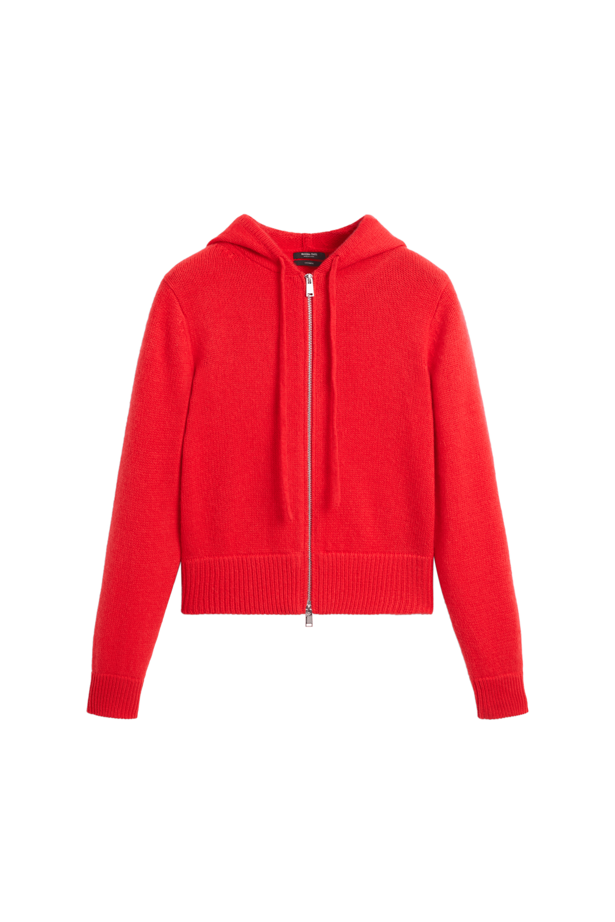 100% cashmere hooded zip-up cardigan - RED