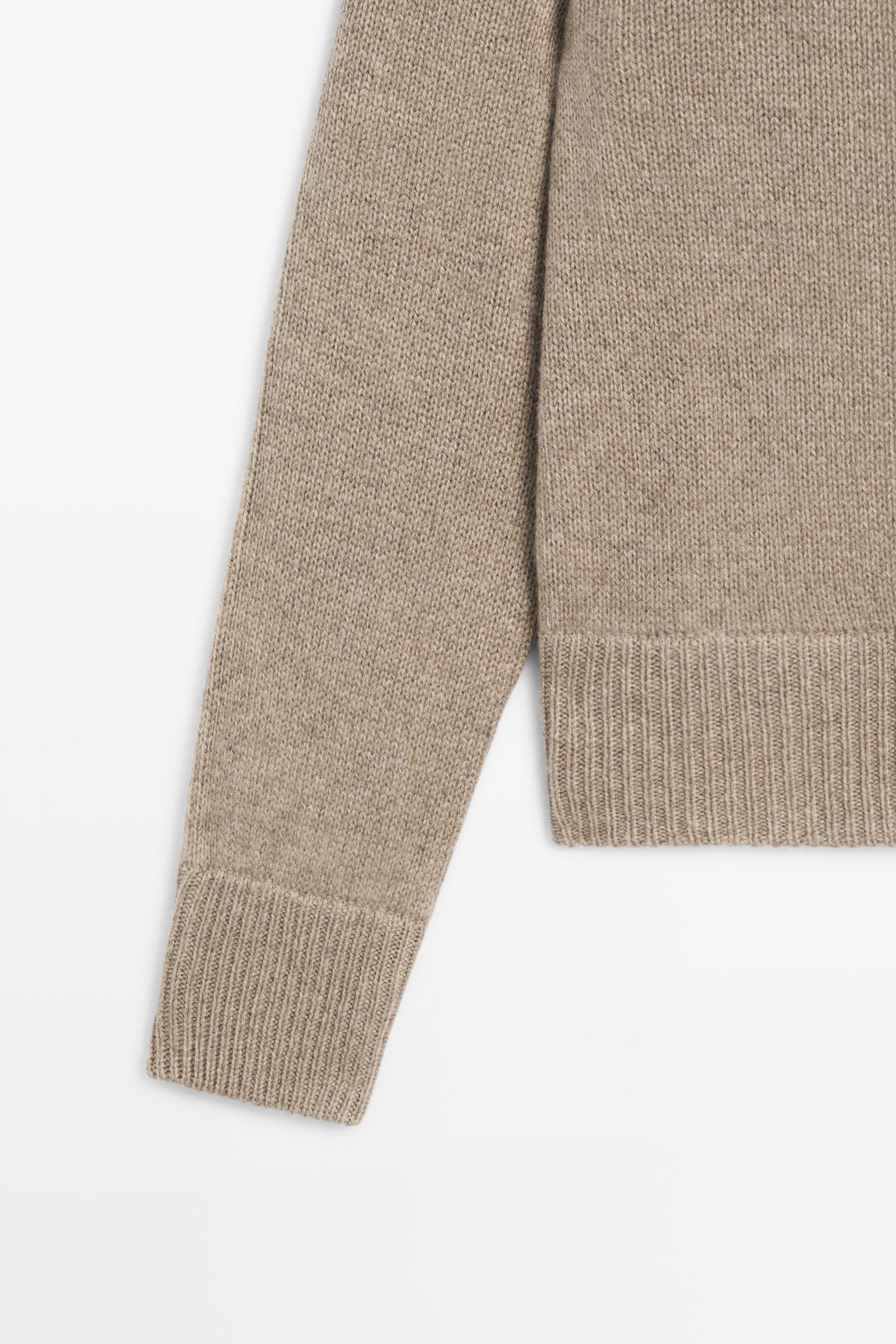 100% cashmere hooded zip-up cardigan - BEIGE