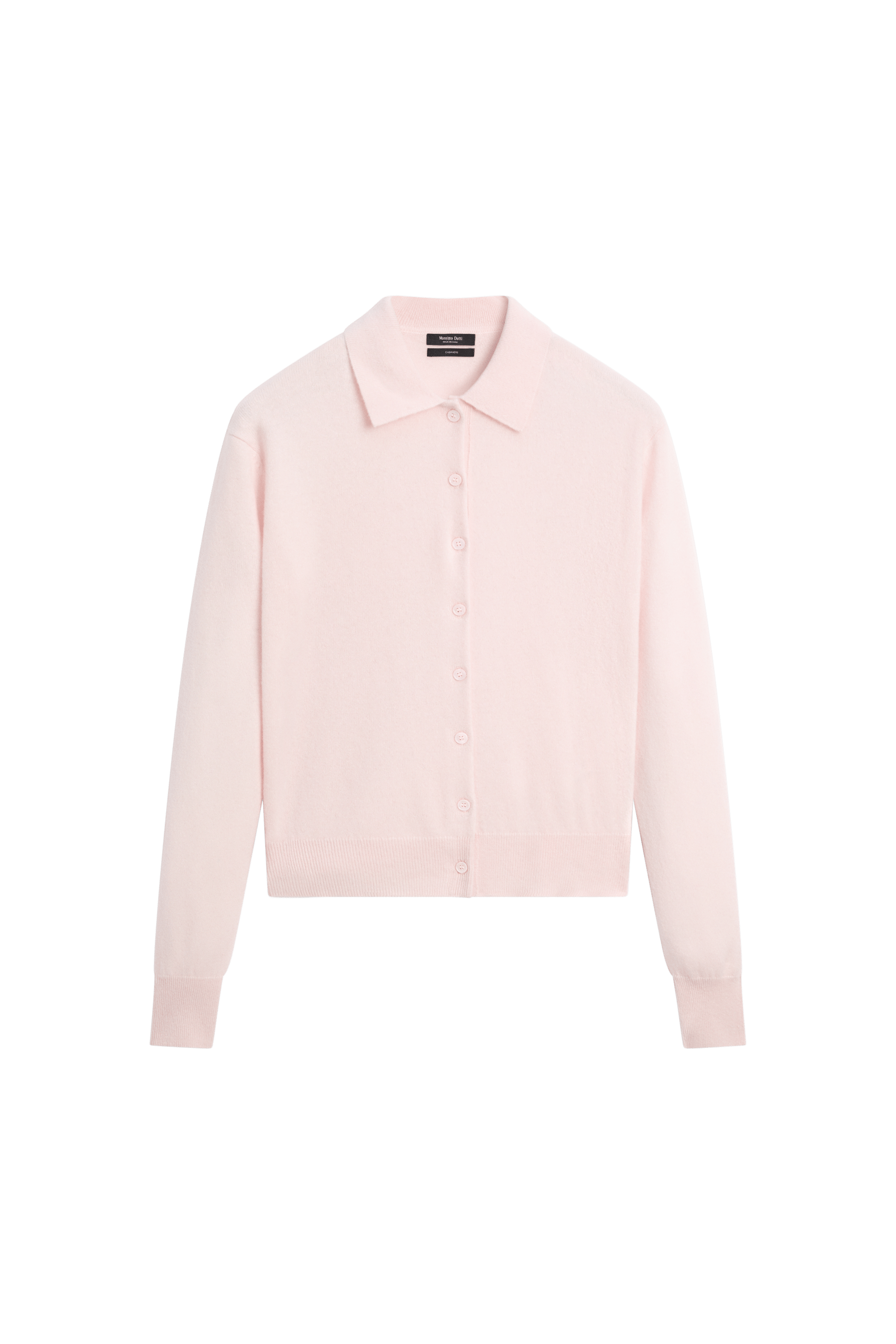 100% cashmere knit polo collar cardigan - Pink