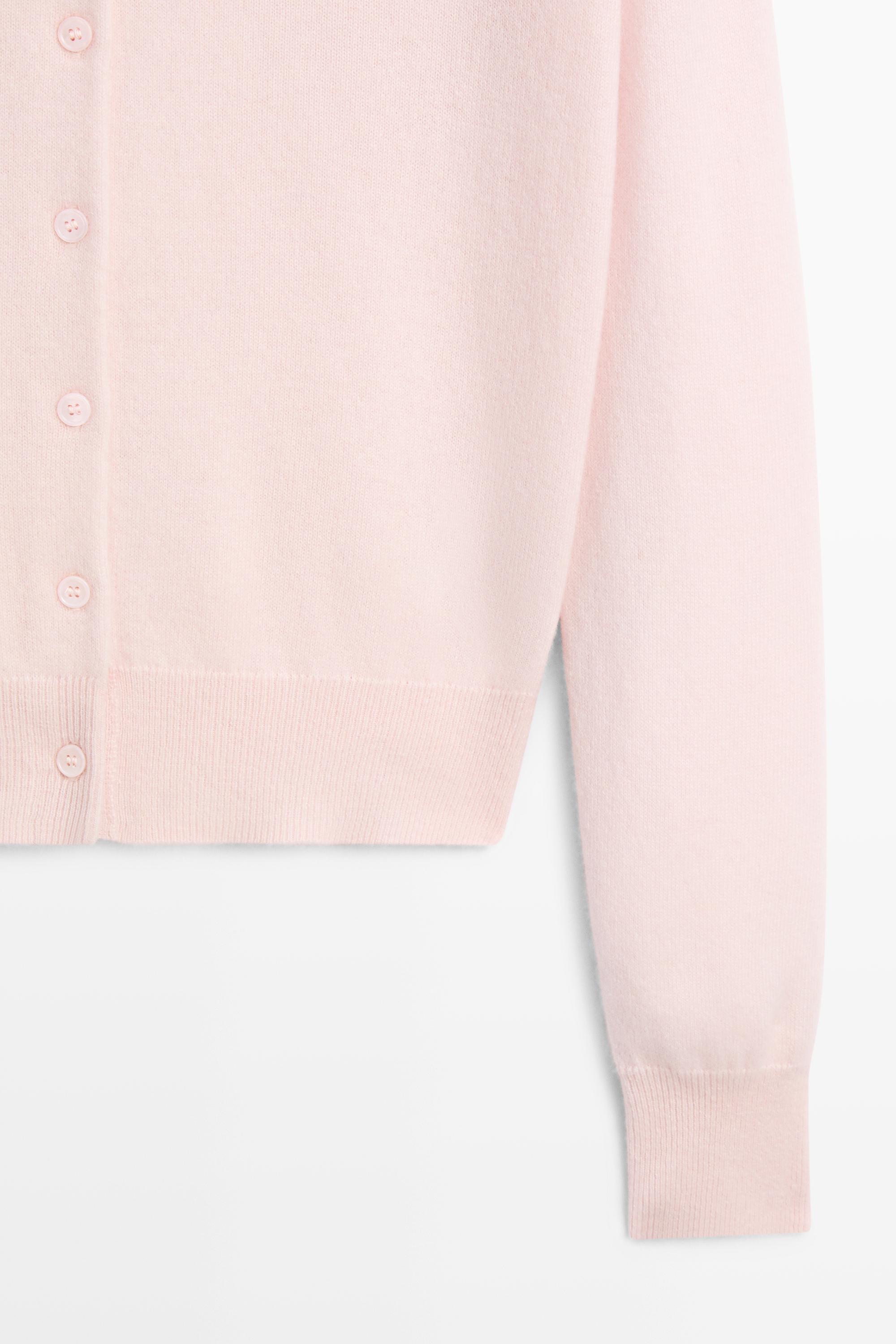 100% cashmere knit polo collar cardigan - Pink
