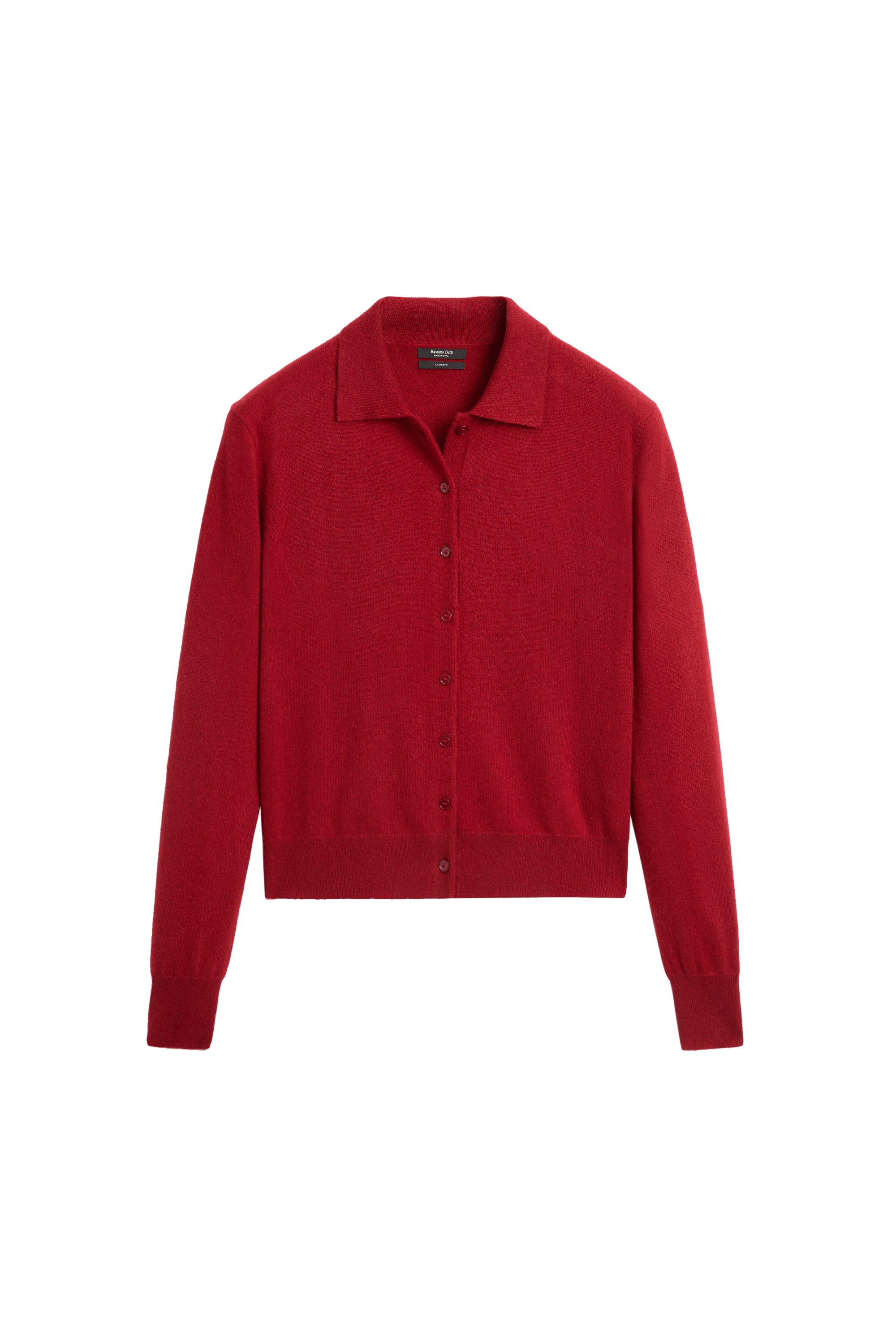 100% cashmere knit polo collar cardigan - MAROON