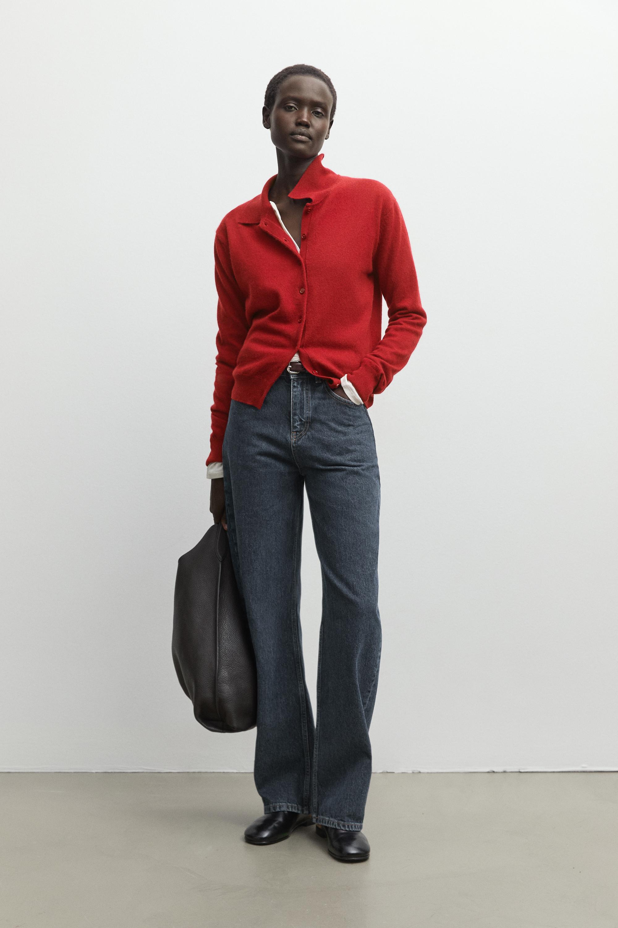 100% cashmere knit polo collar cardigan - MAROON