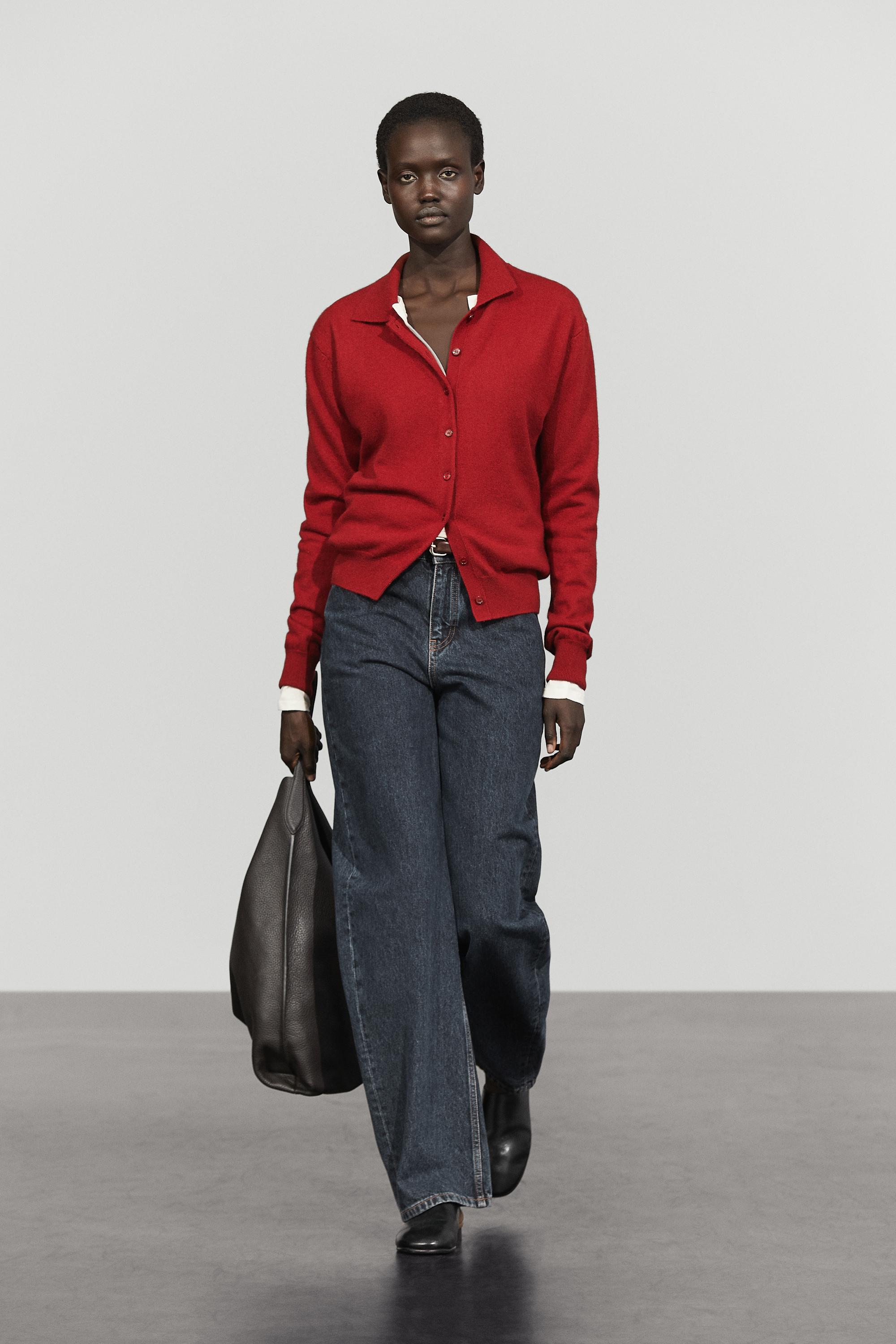 100% cashmere knit polo collar cardigan - MAROON