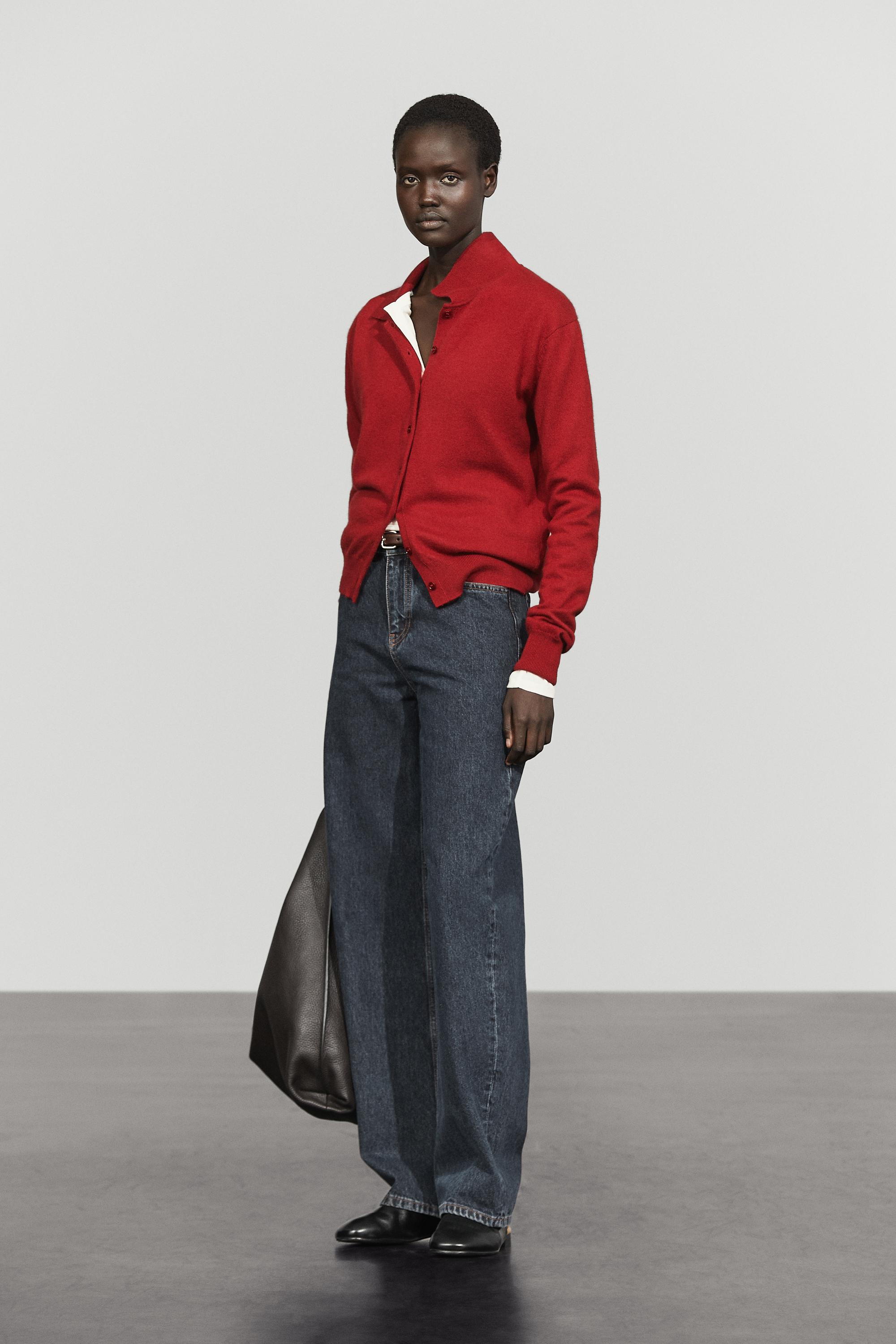 100% cashmere knit polo collar cardigan - MAROON