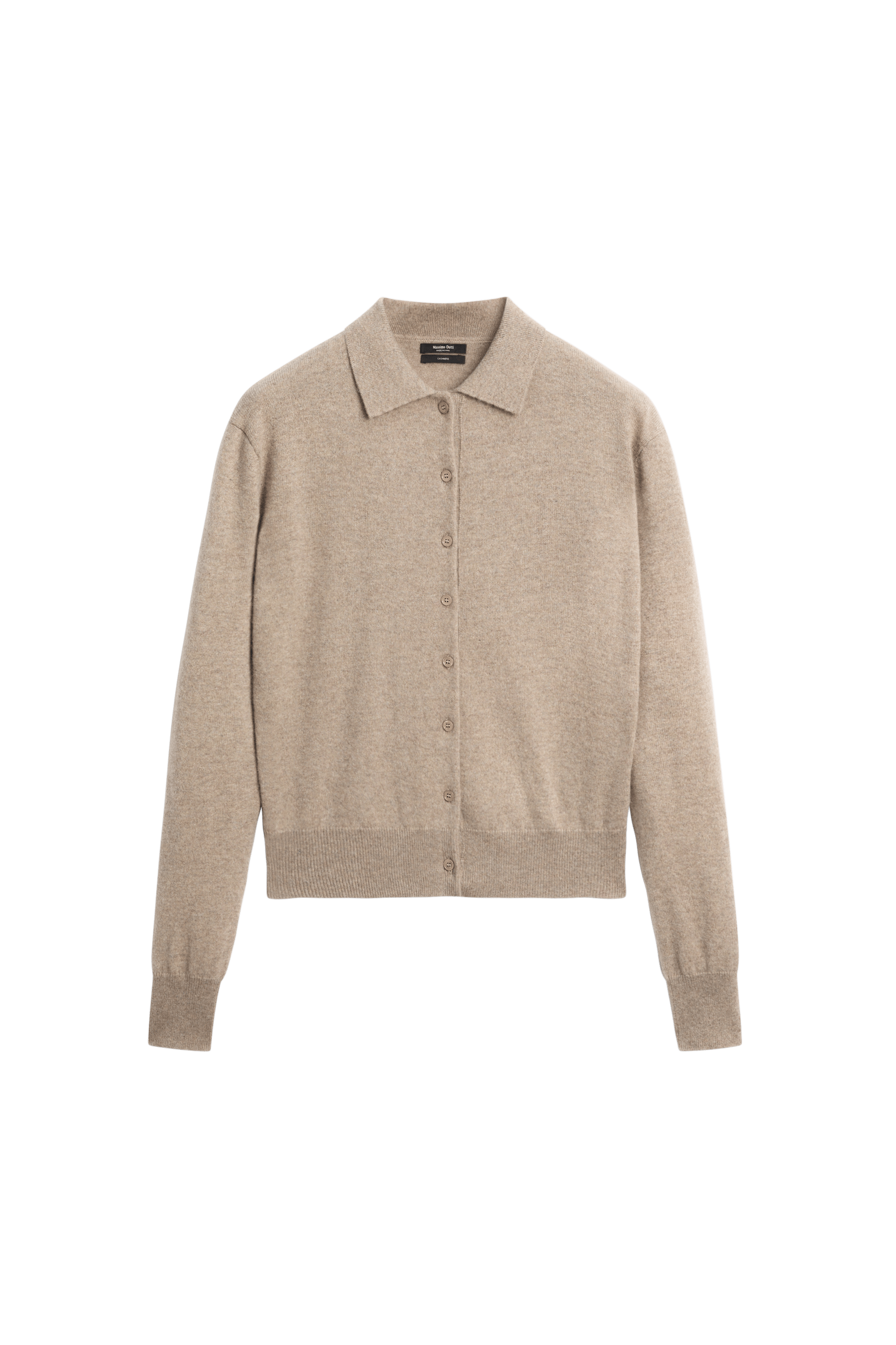 100% cashmere knit polo collar cardigan - MINK
