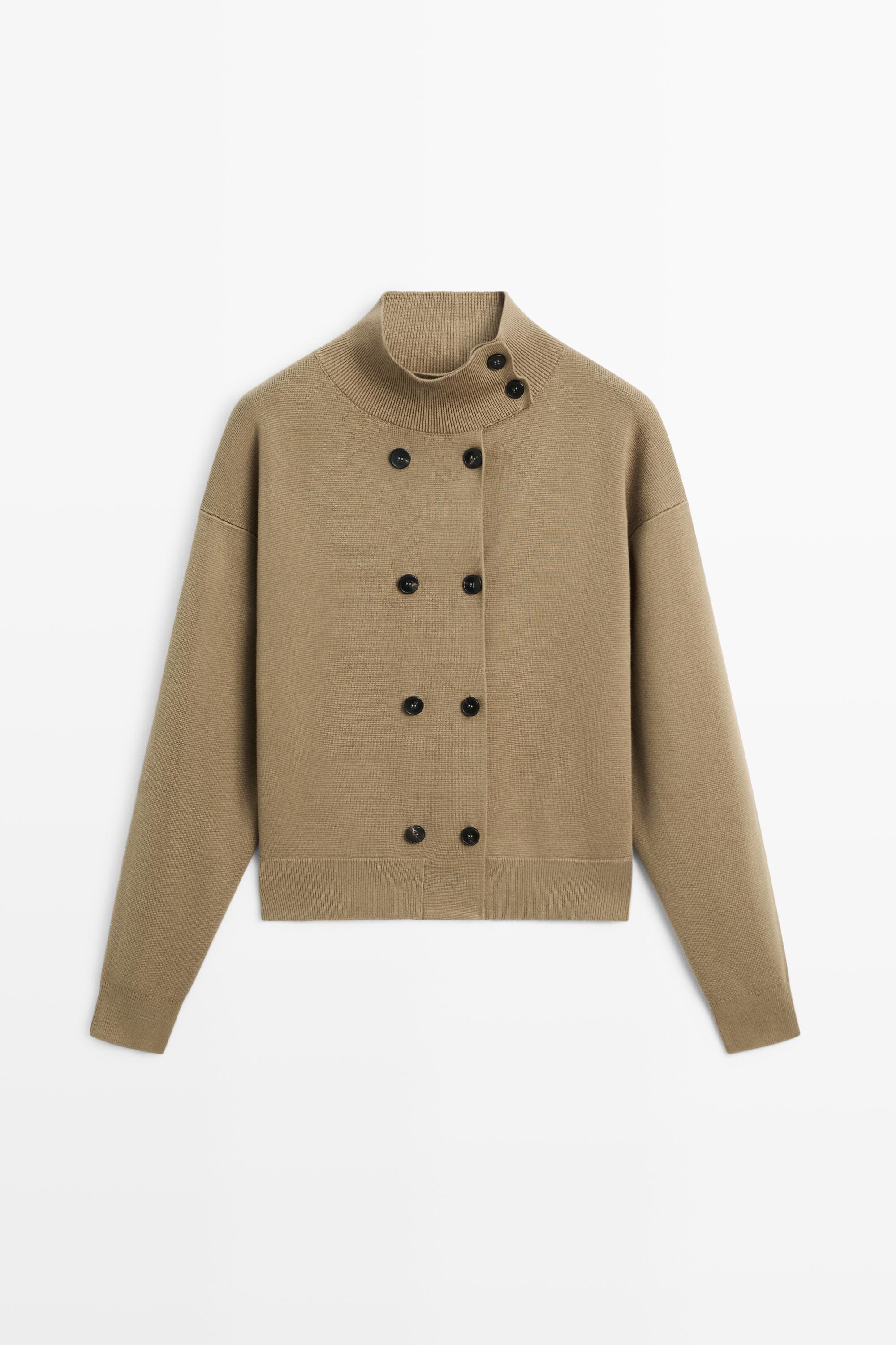 100% cotton double-breasted cardigan - Washed