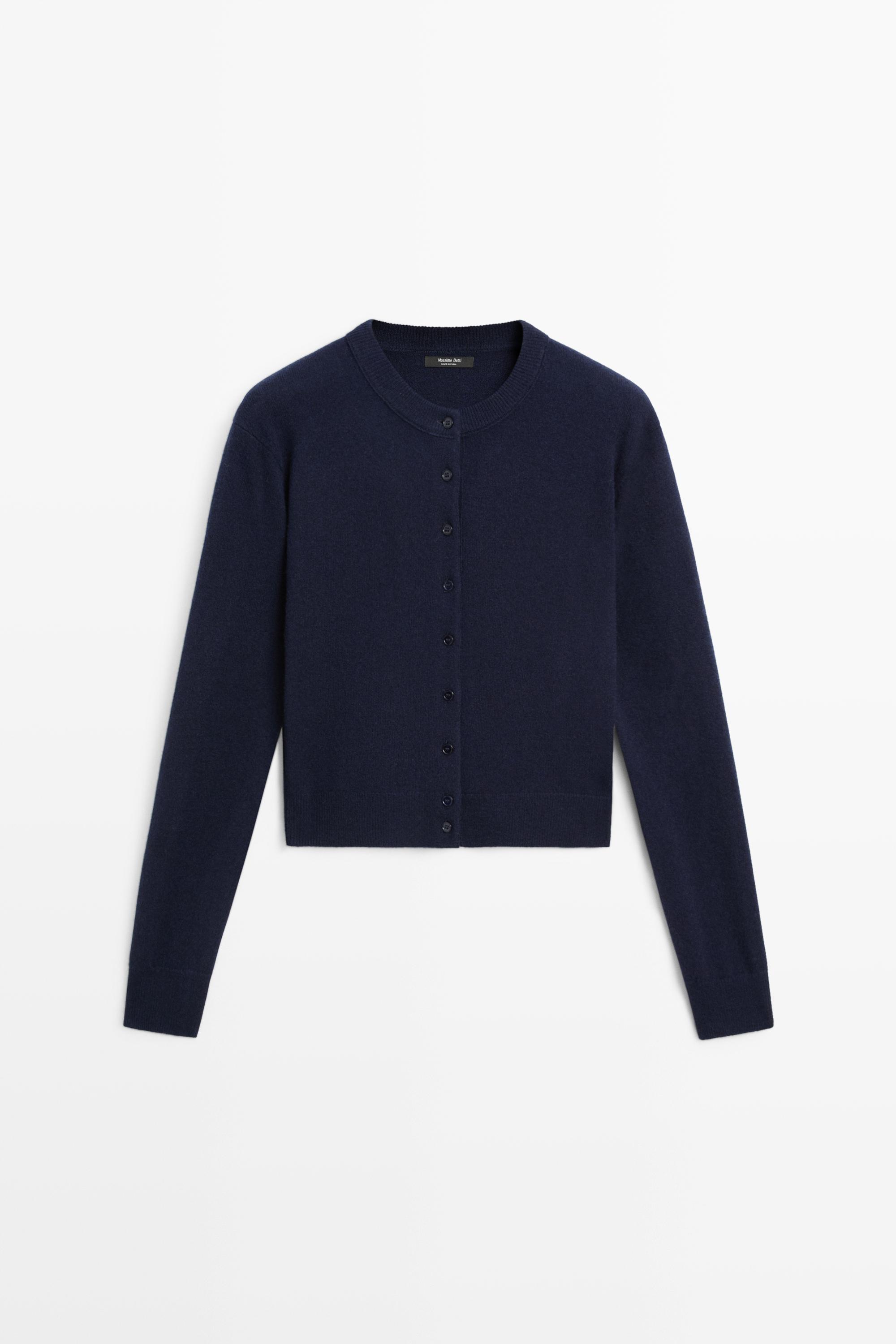 Knit cardigan with button detail - NAVY BLUE