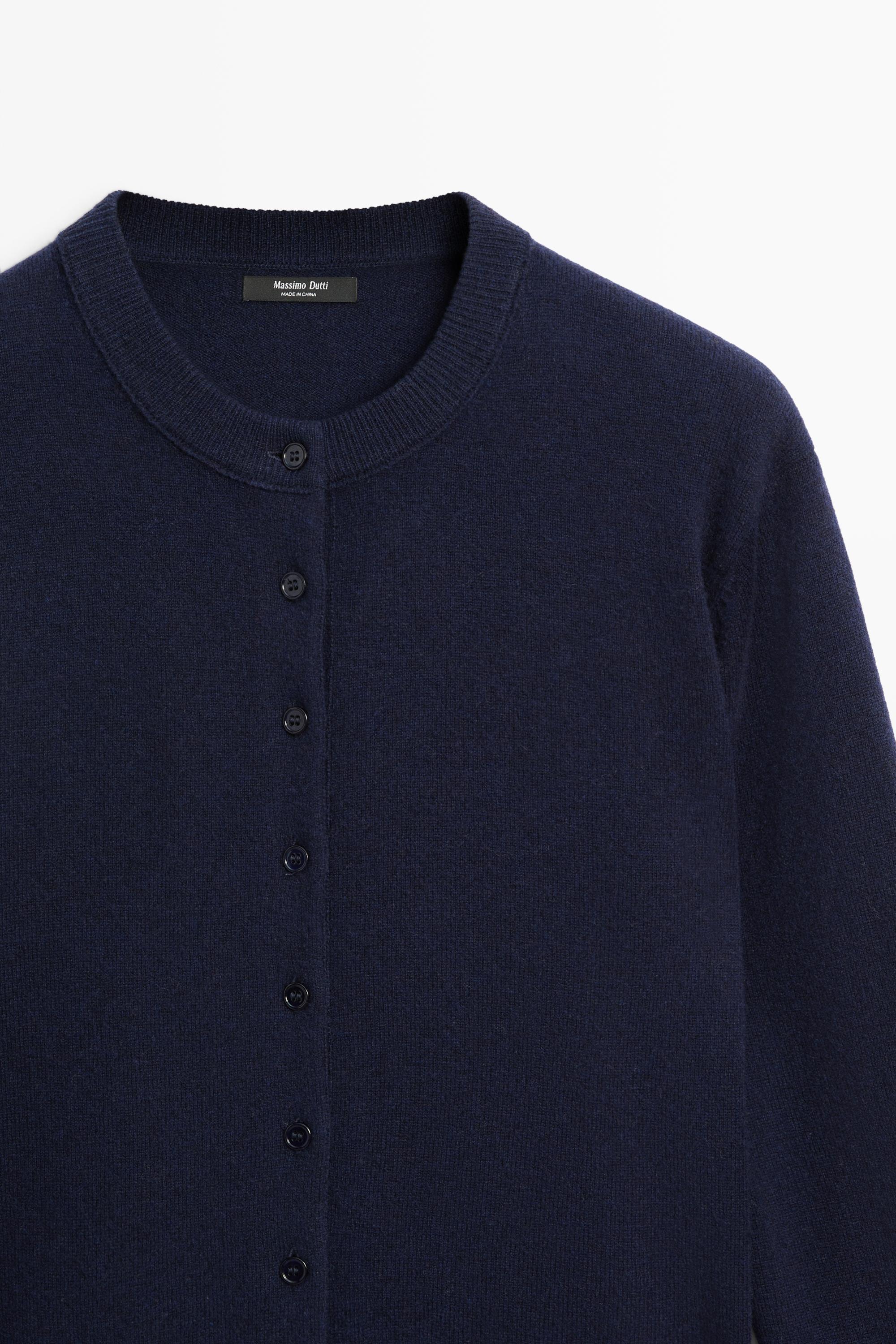 Knit cardigan with button detail - NAVY BLUE