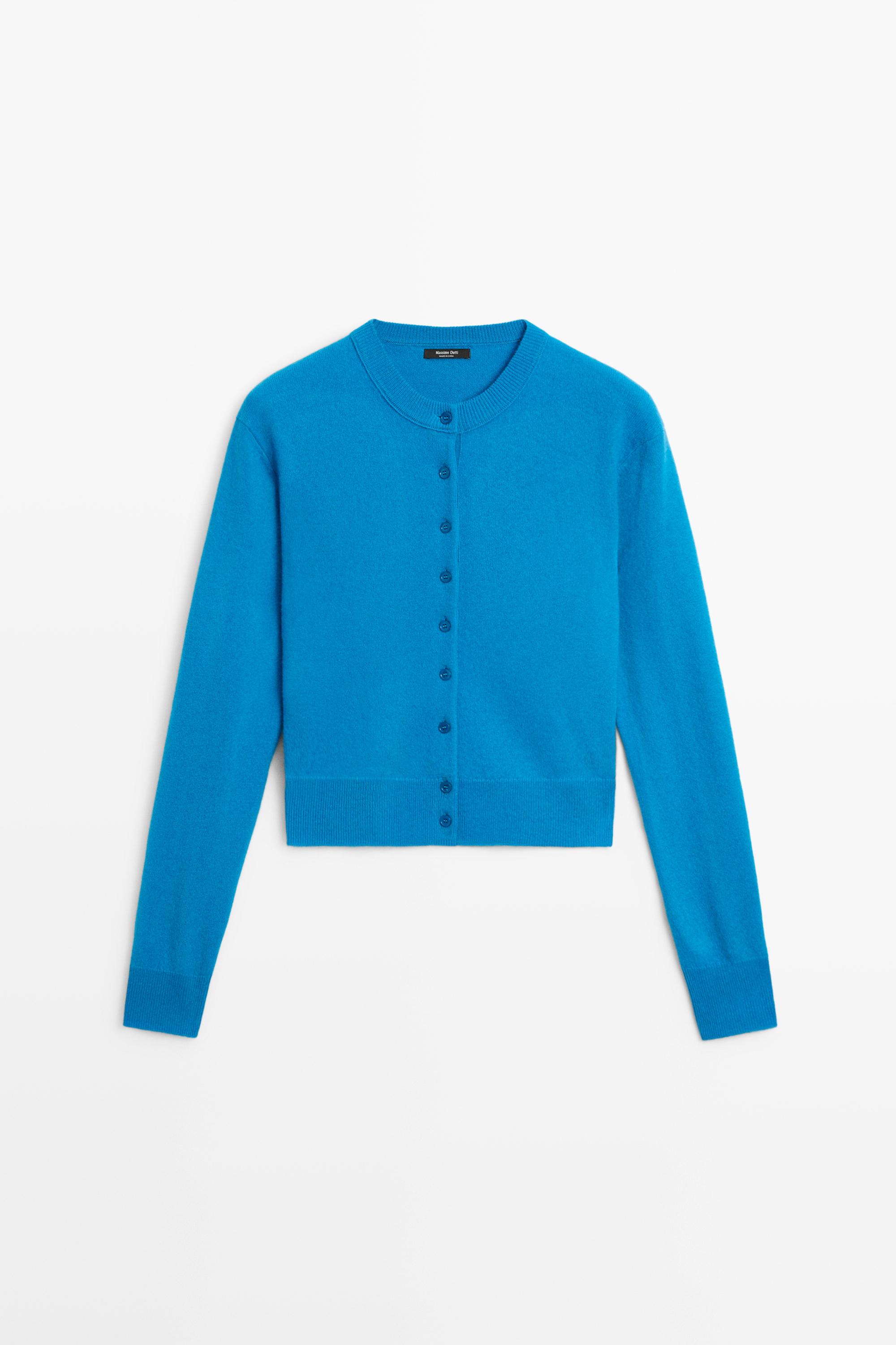 Knit cardigan with button detail - TURQUOISE
