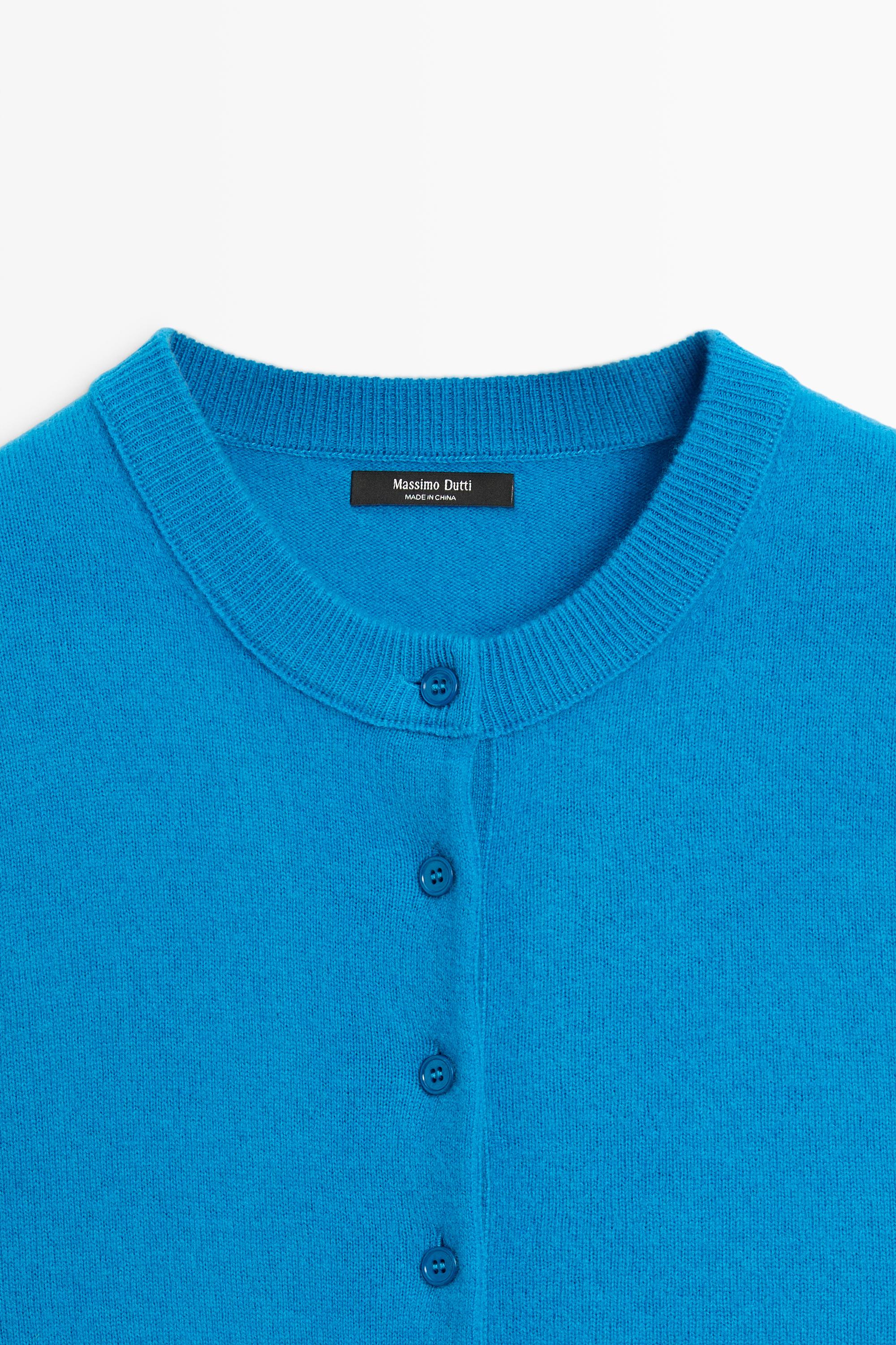 Knit cardigan with button detail - TURQUOISE