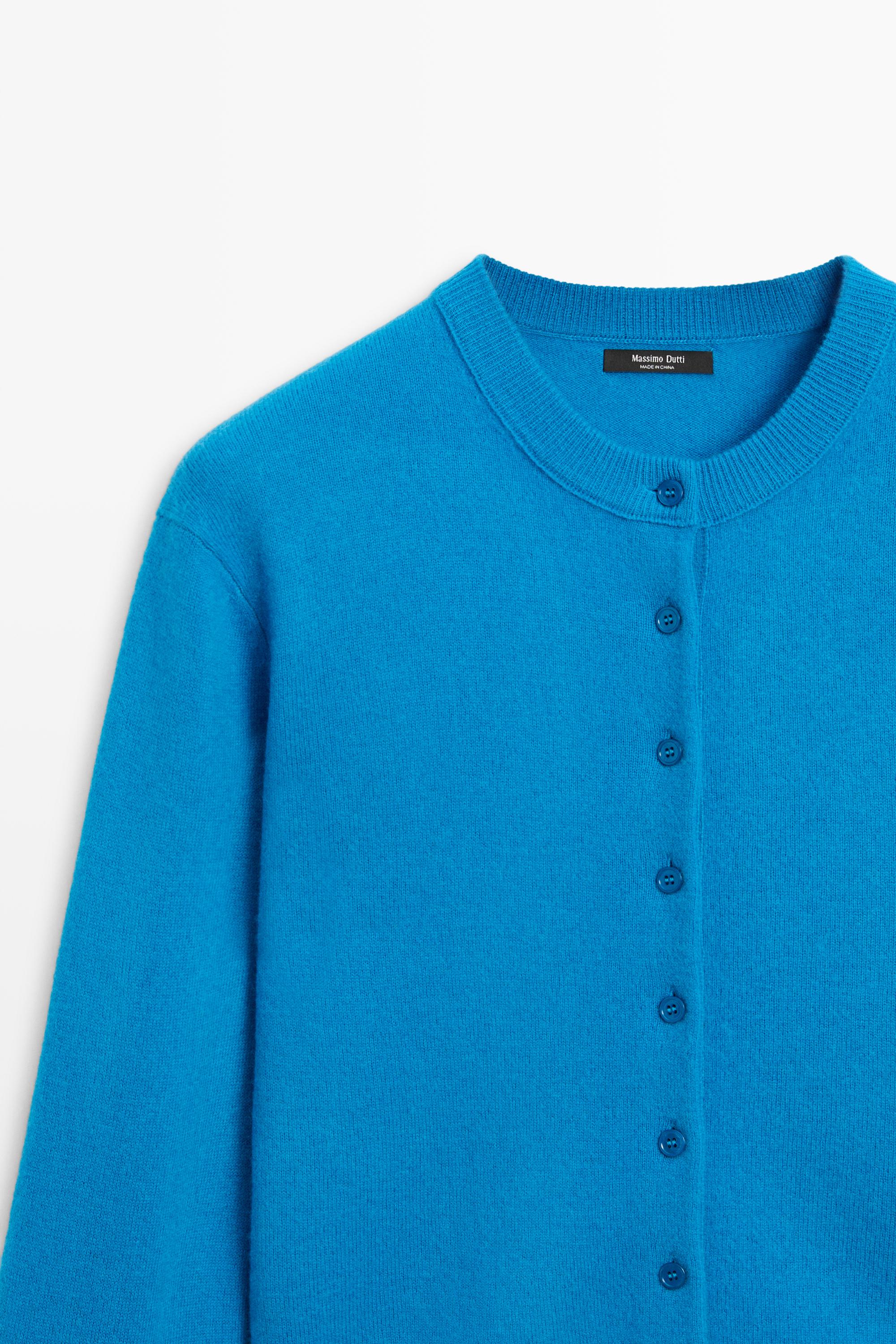 Knit cardigan with button detail - TURQUOISE