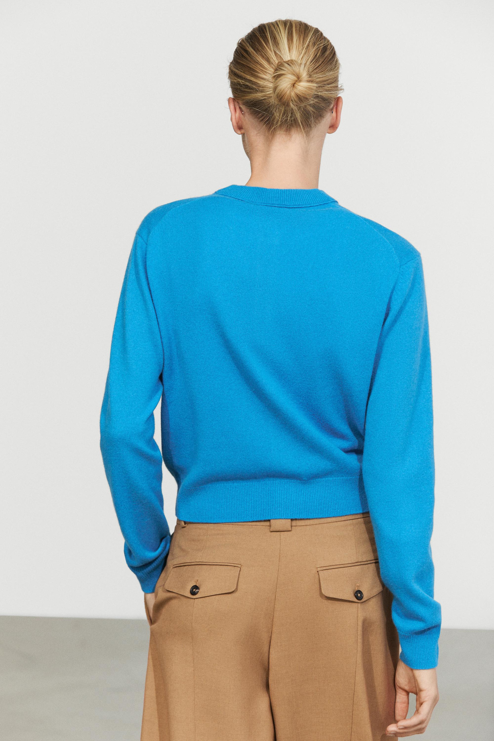 Knit cardigan with button detail - TURQUOISE