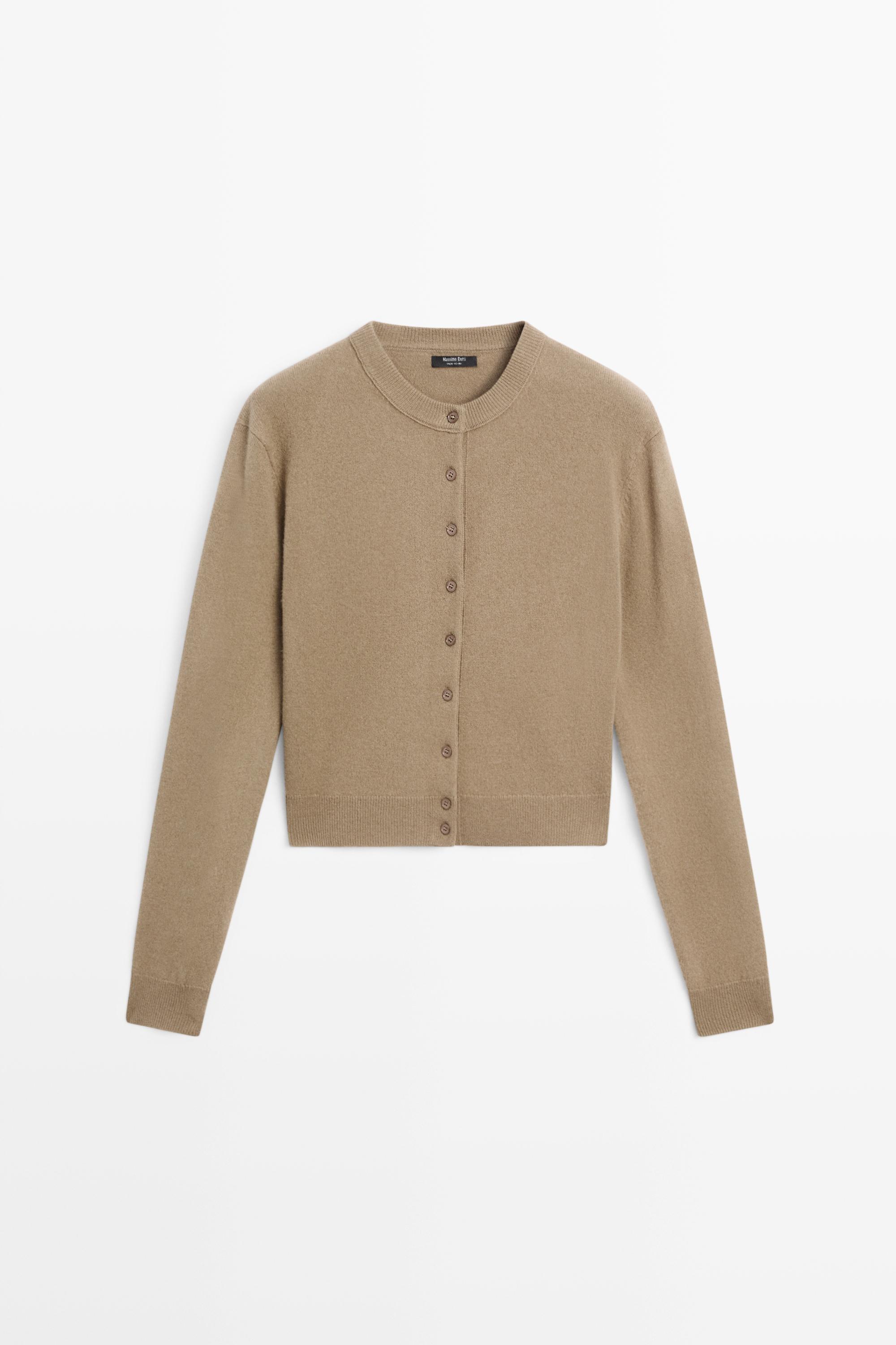 Knit cardigan with button detail - GREENISH