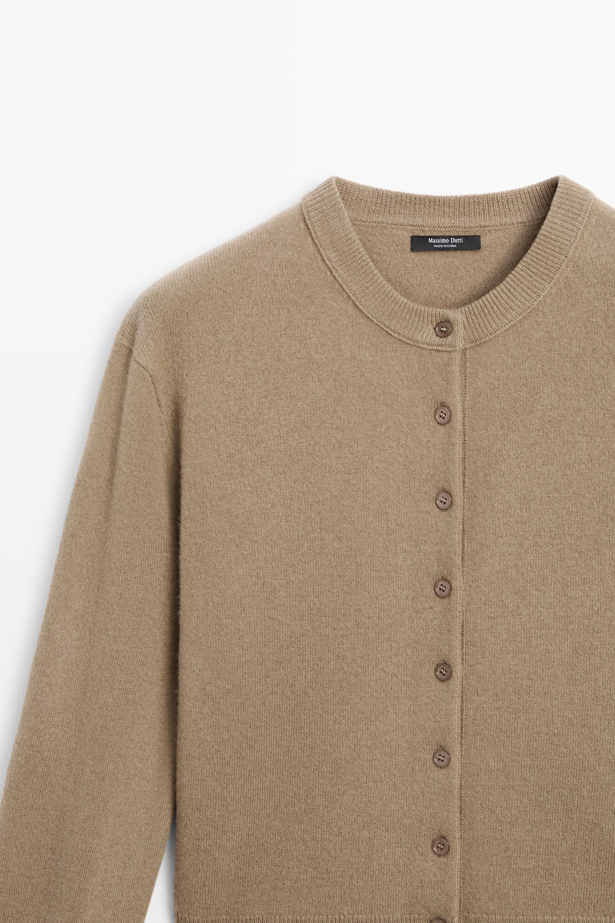 Knit cardigan with button detail - GREENISH
