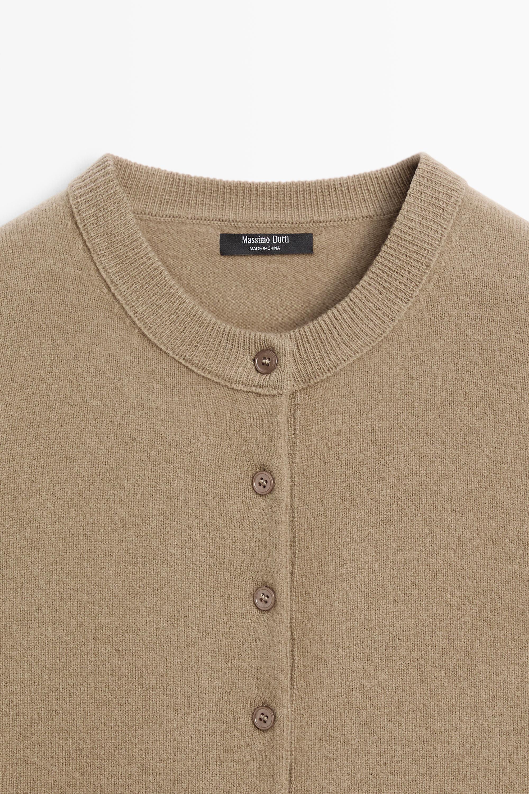Knit cardigan with button detail - GREENISH