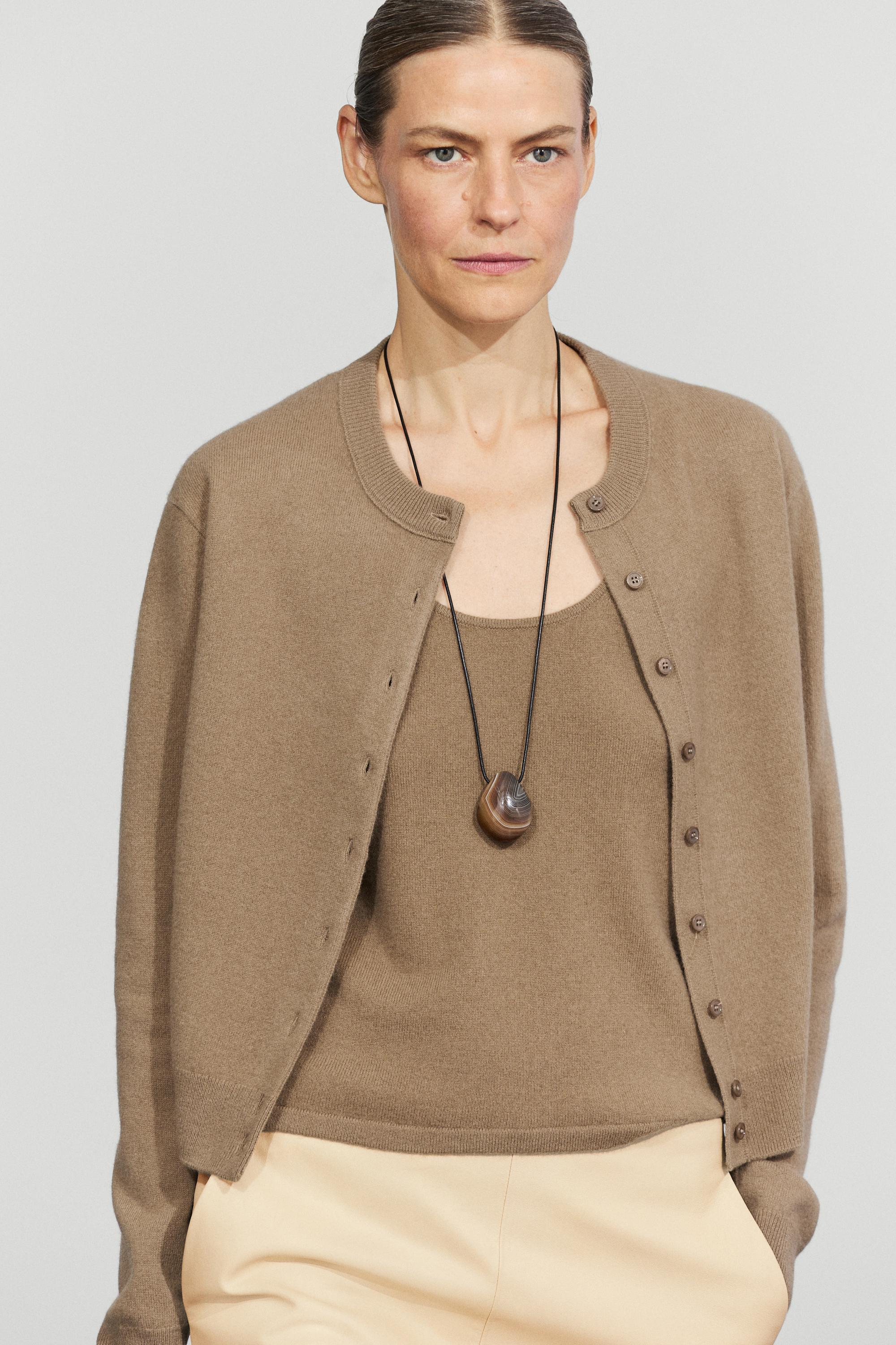 Knit cardigan with button detail - GREENISH