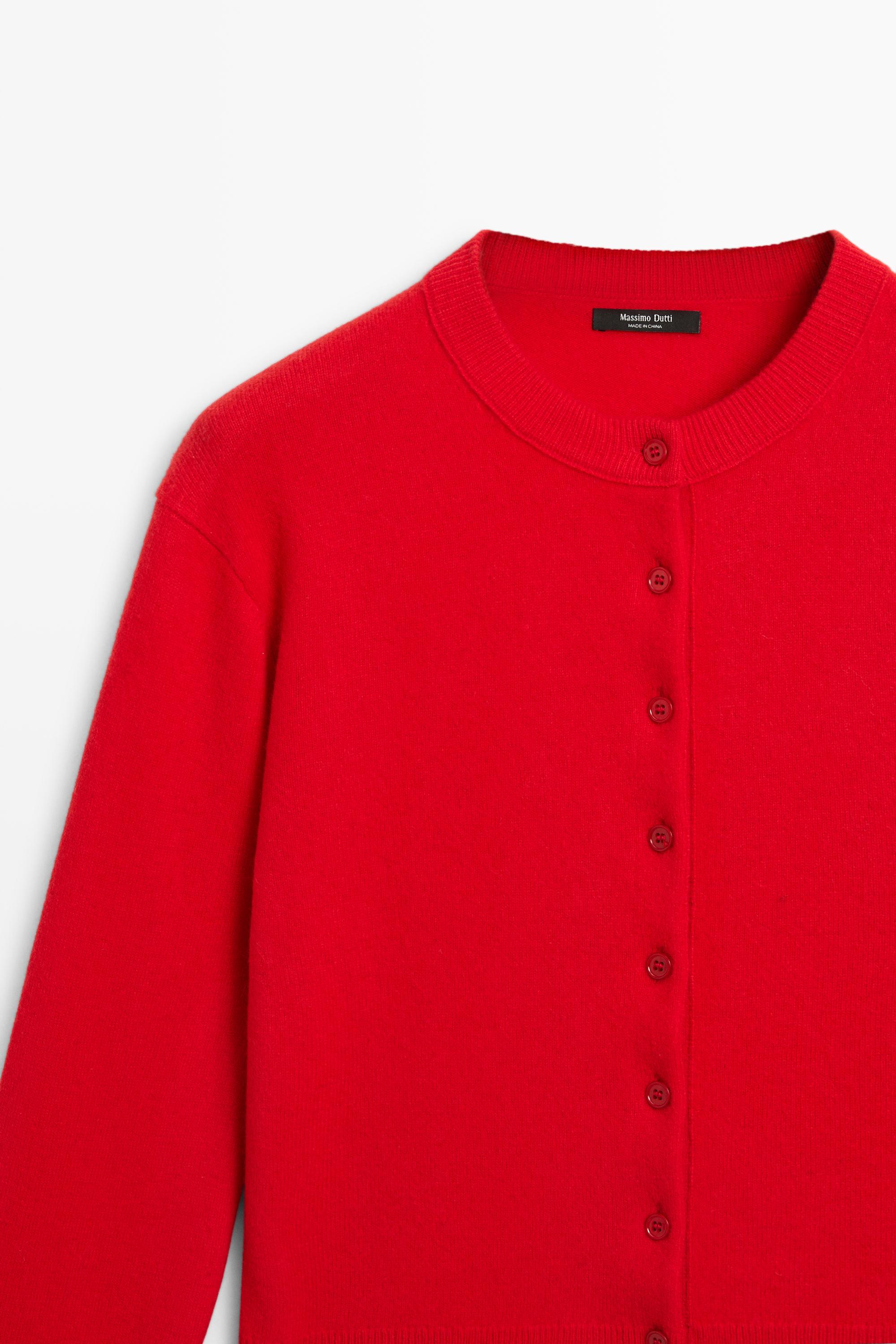 Knit cardigan with button detail - RED