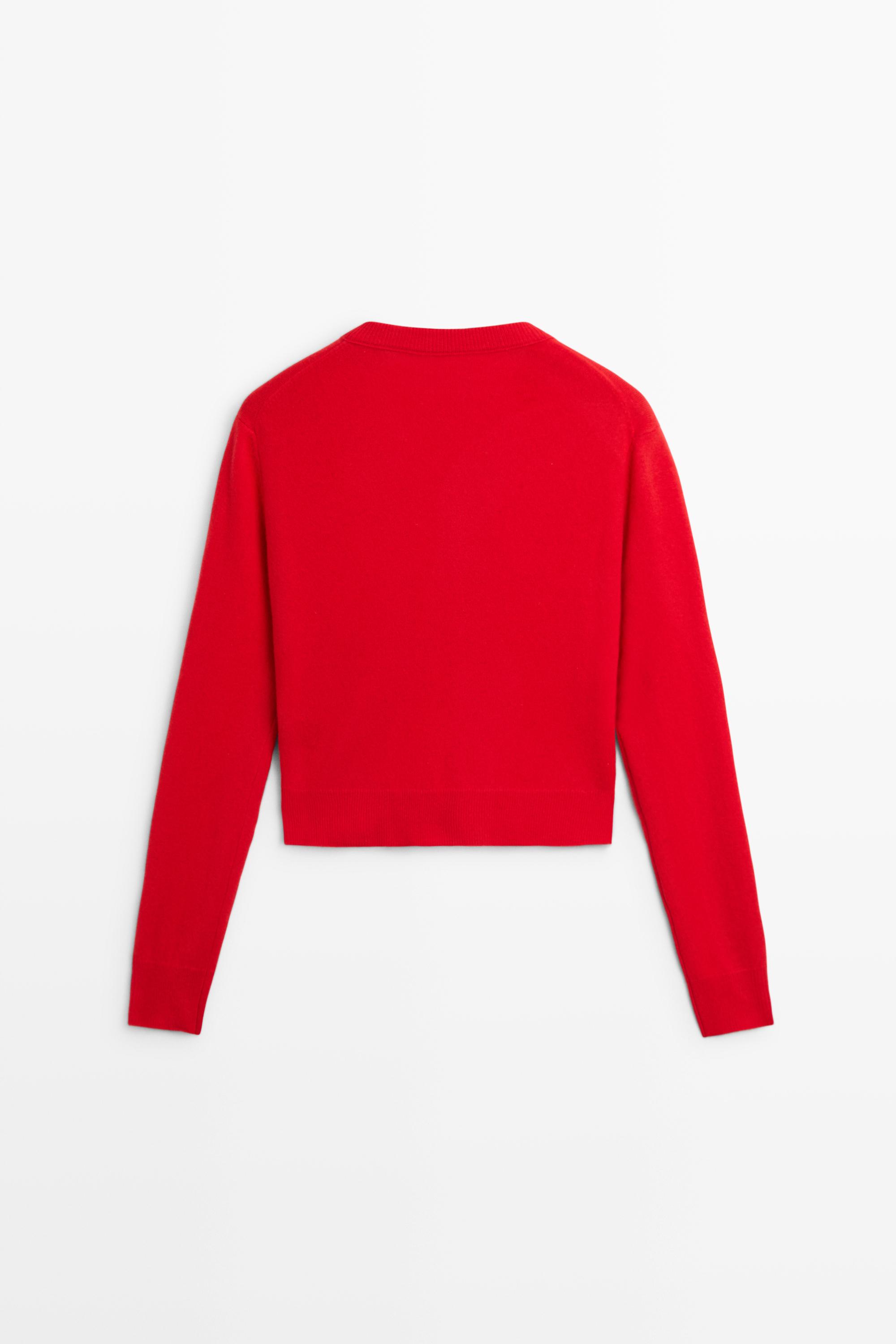 Knit cardigan with button detail - RED