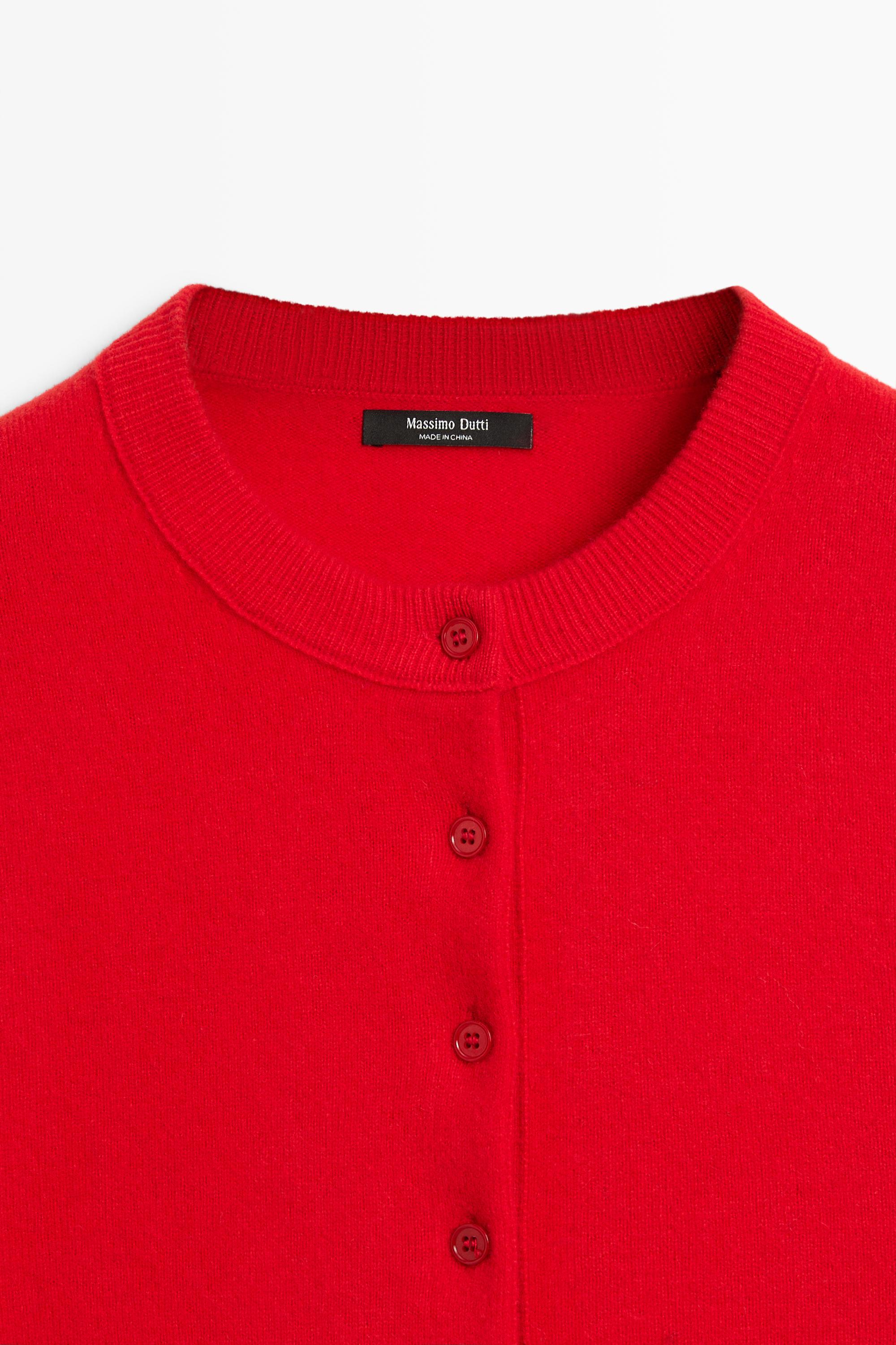 Knit cardigan with button detail - RED