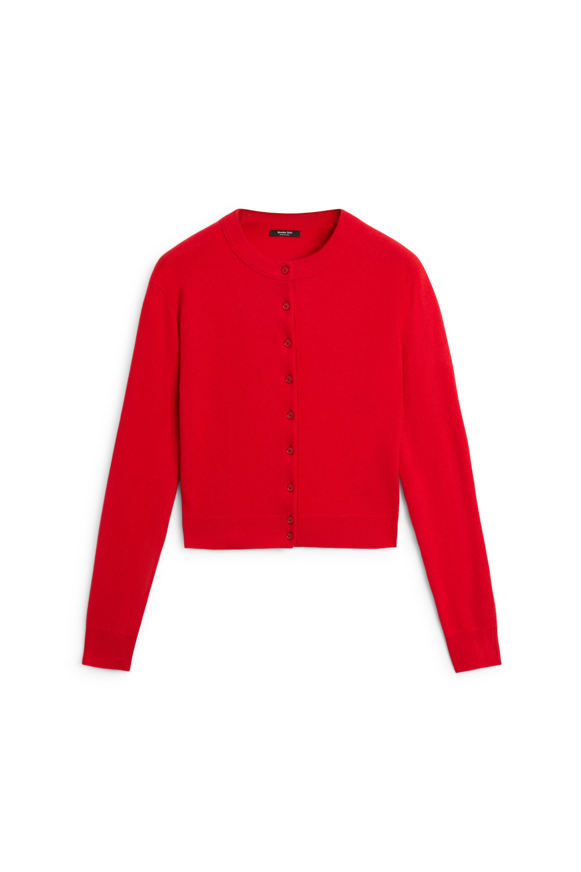 Knit cardigan with button detail - RED