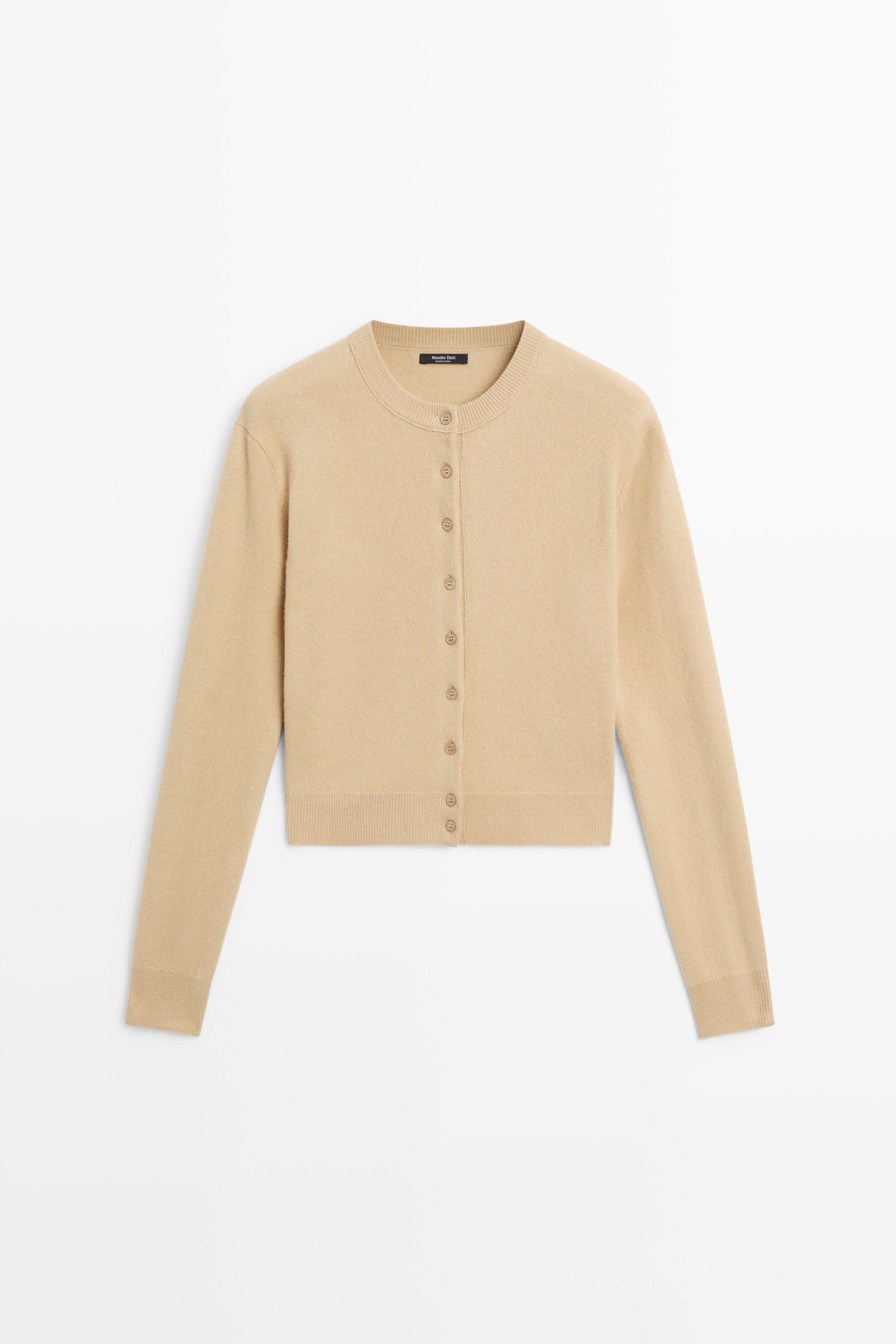 Knit cardigan with button detail - CAMEL