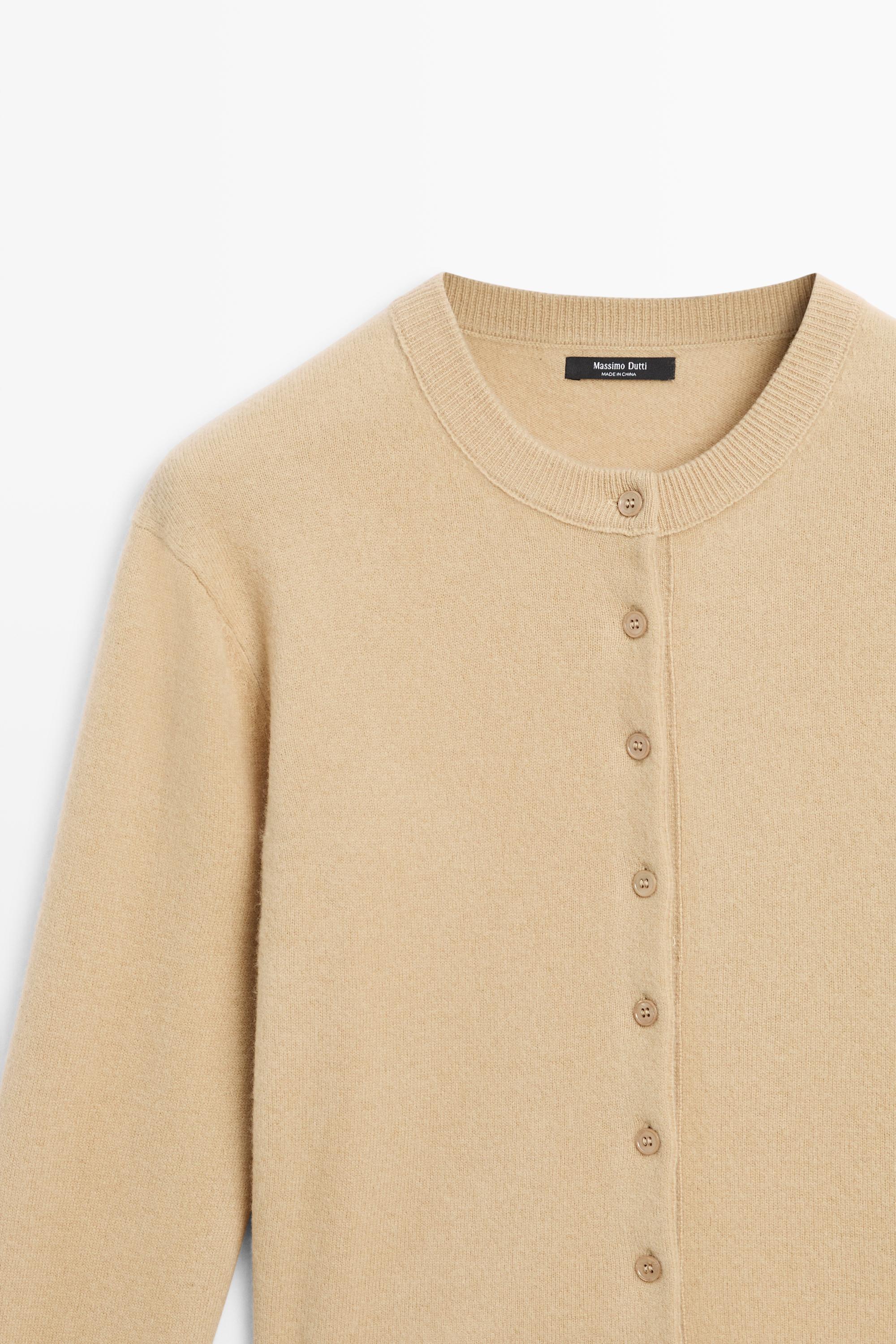 Knit cardigan with button detail - CAMEL