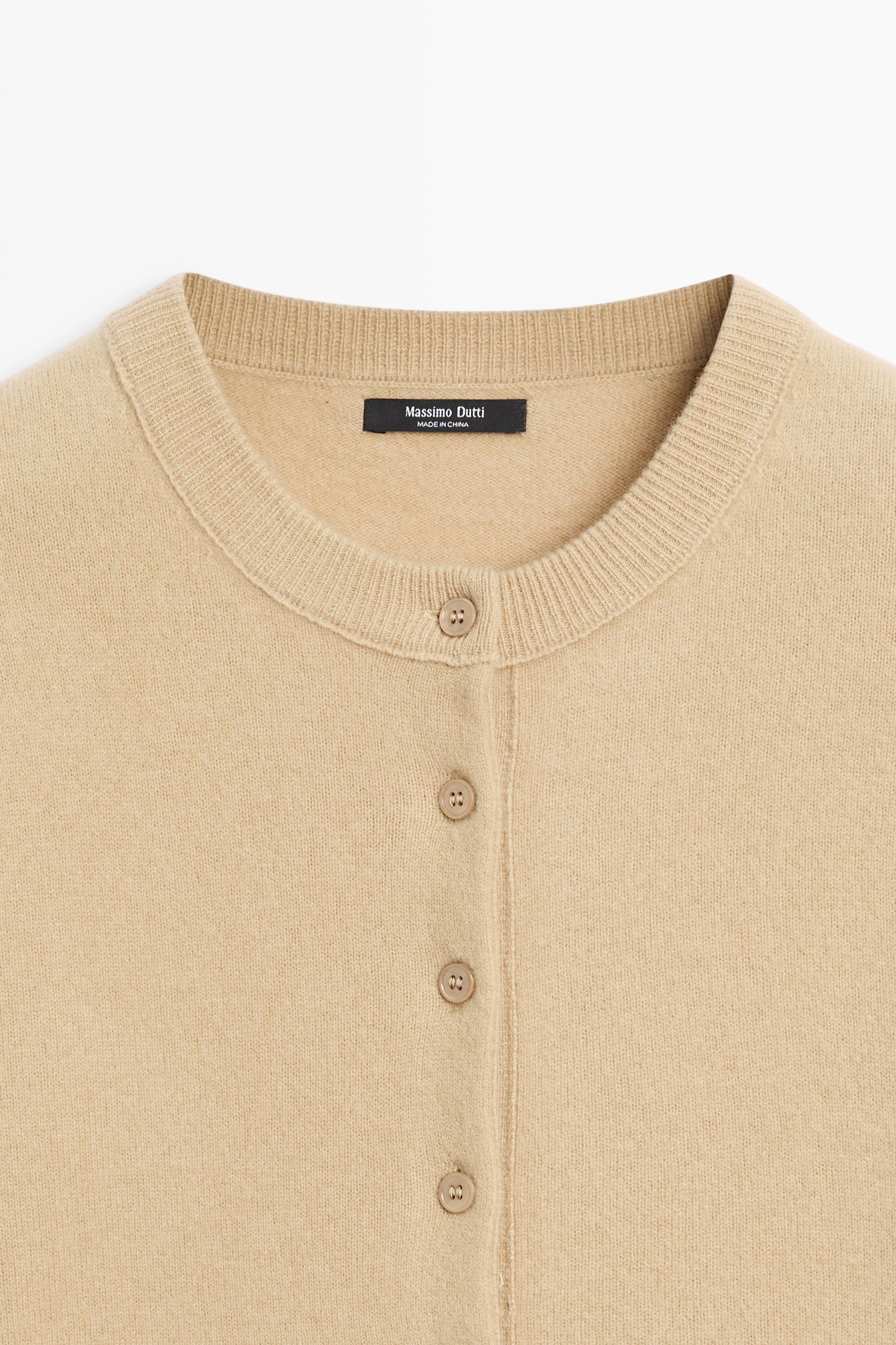 Knit cardigan with button detail - CAMEL