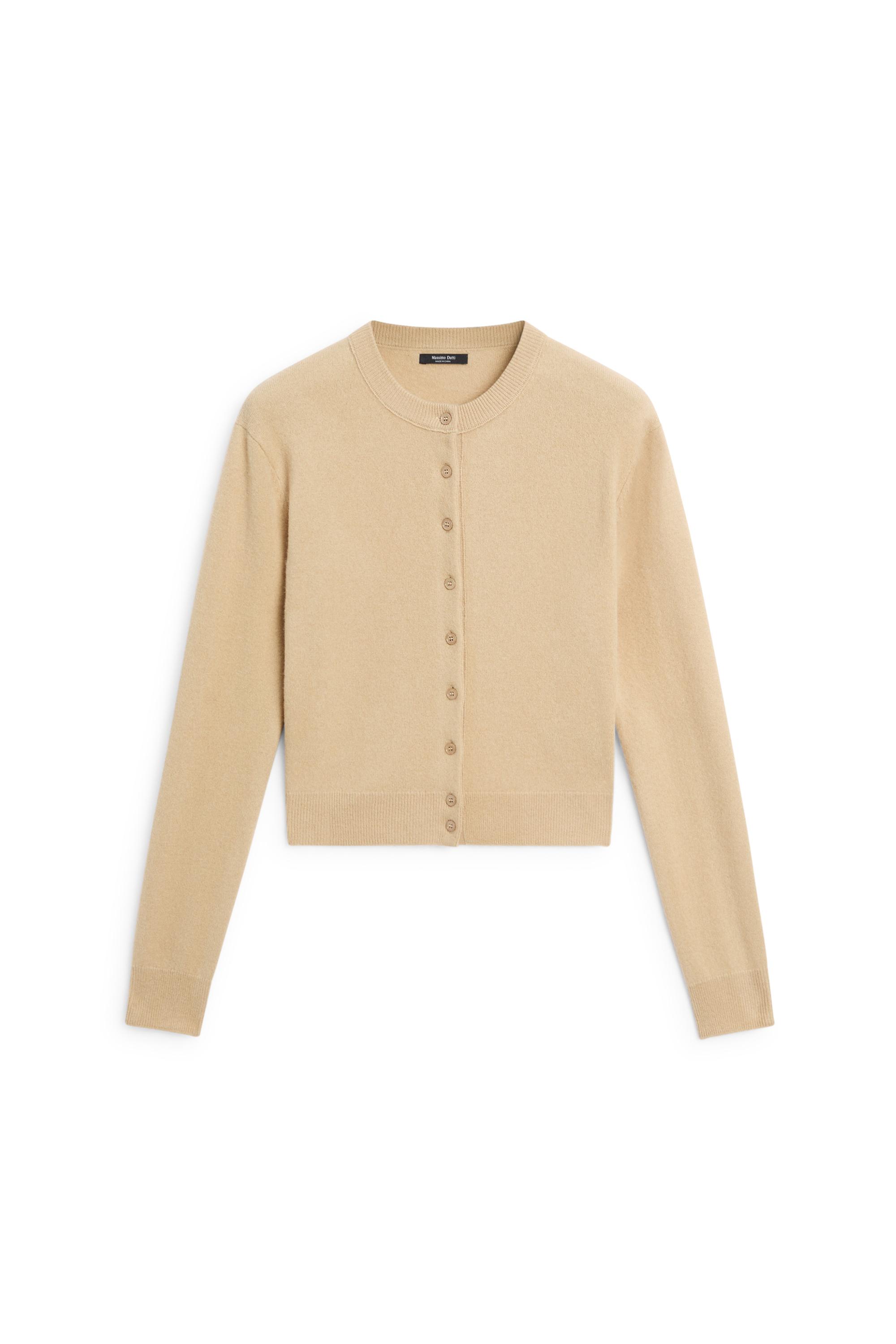 Knit cardigan with button detail - CAMEL