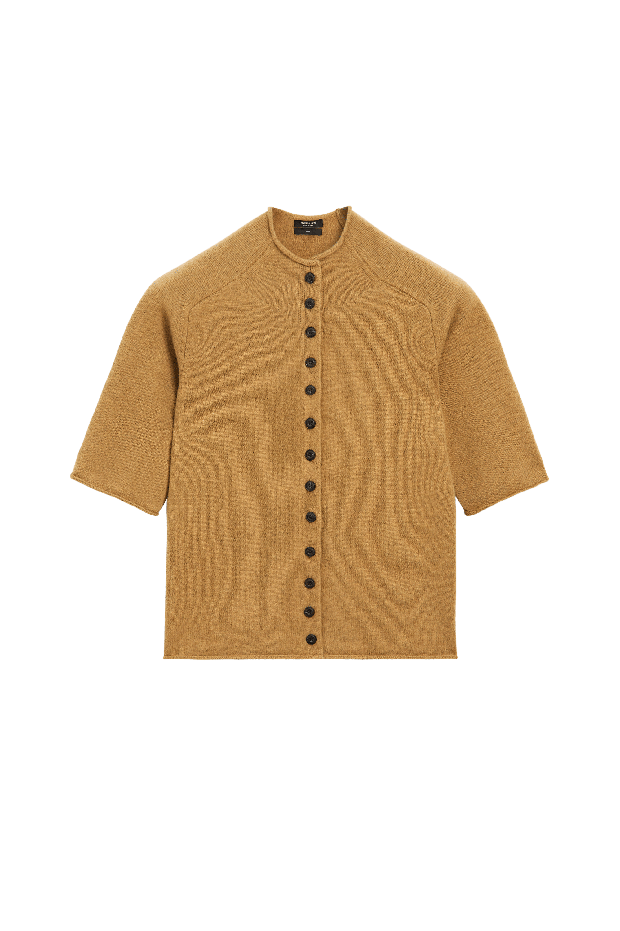 100% wool funnel neck knit cardigan - OIL