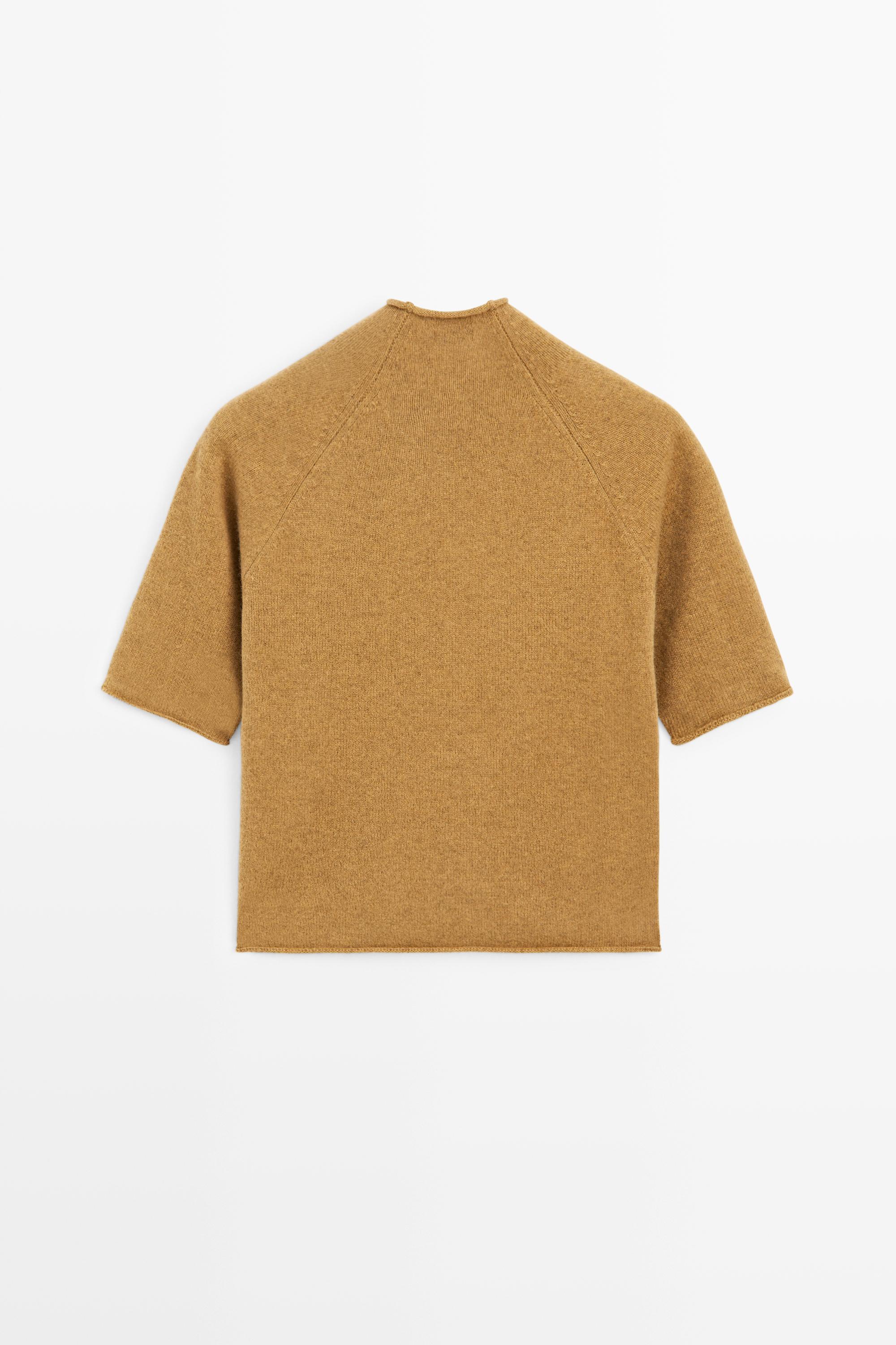 100% wool funnel neck knit cardigan - OIL
