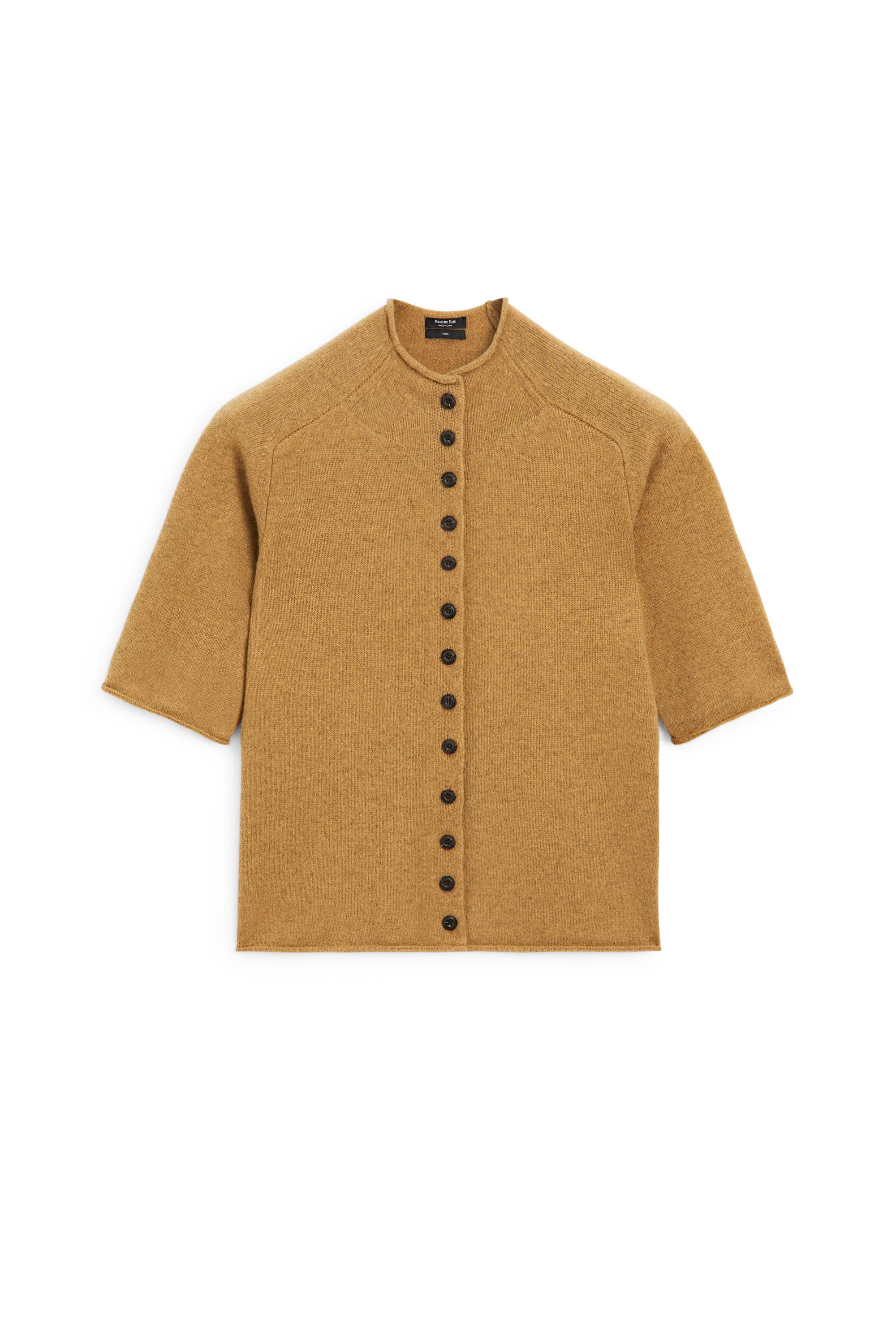 100% wool funnel neck knit cardigan - OIL