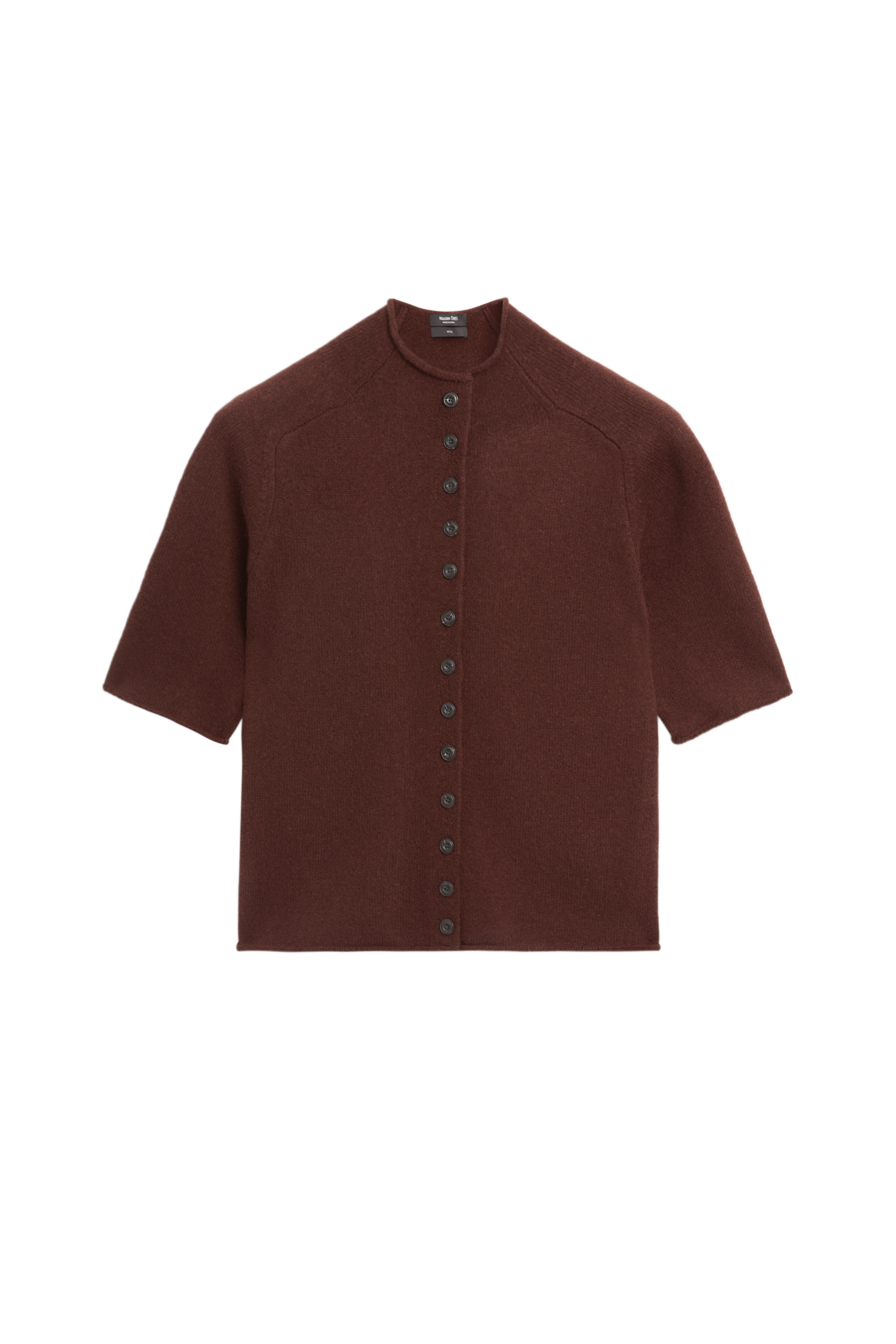 100% wool funnel neck knit cardigan - MAROON