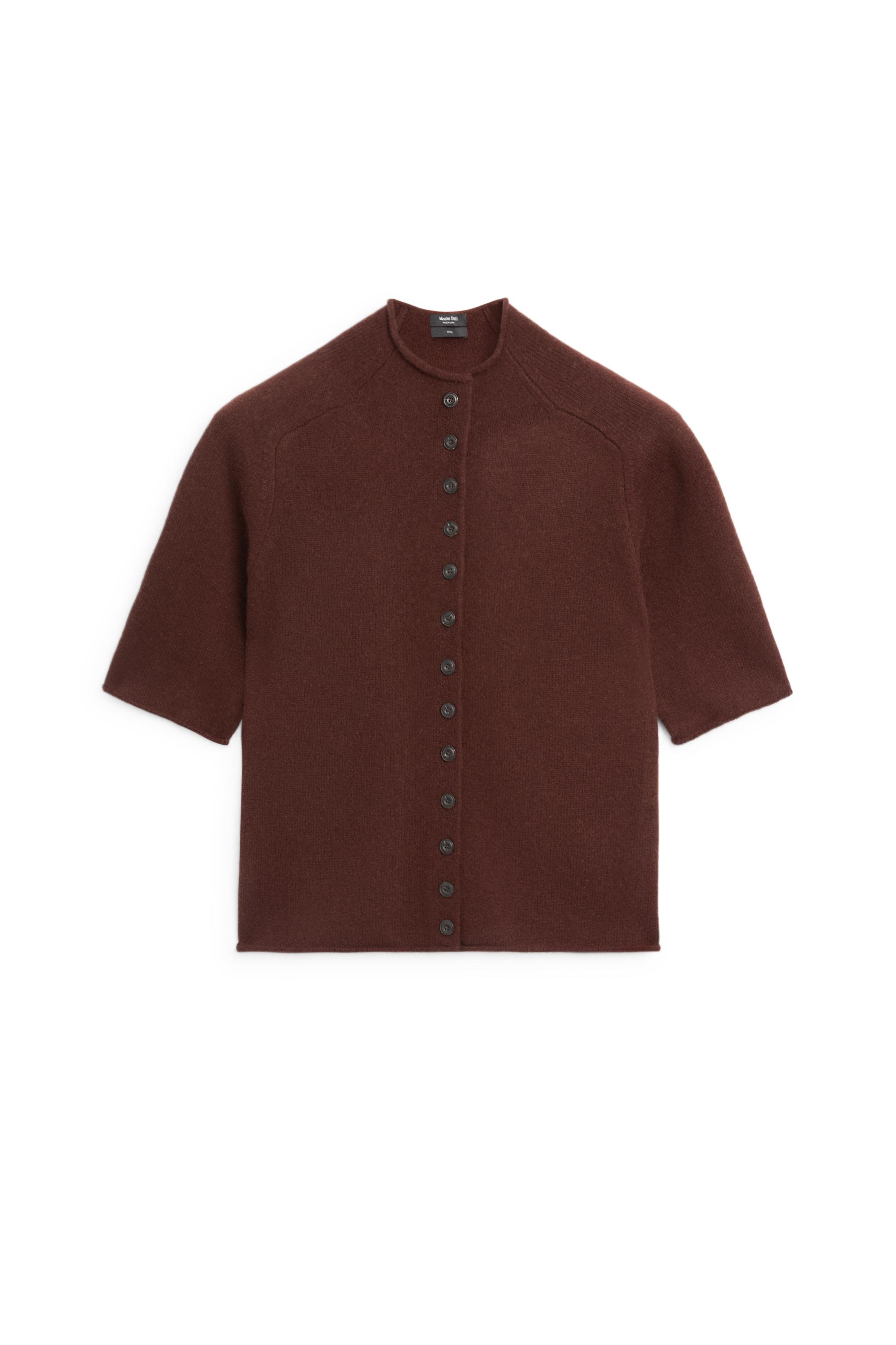 100% wool funnel neck knit cardigan - MAROON